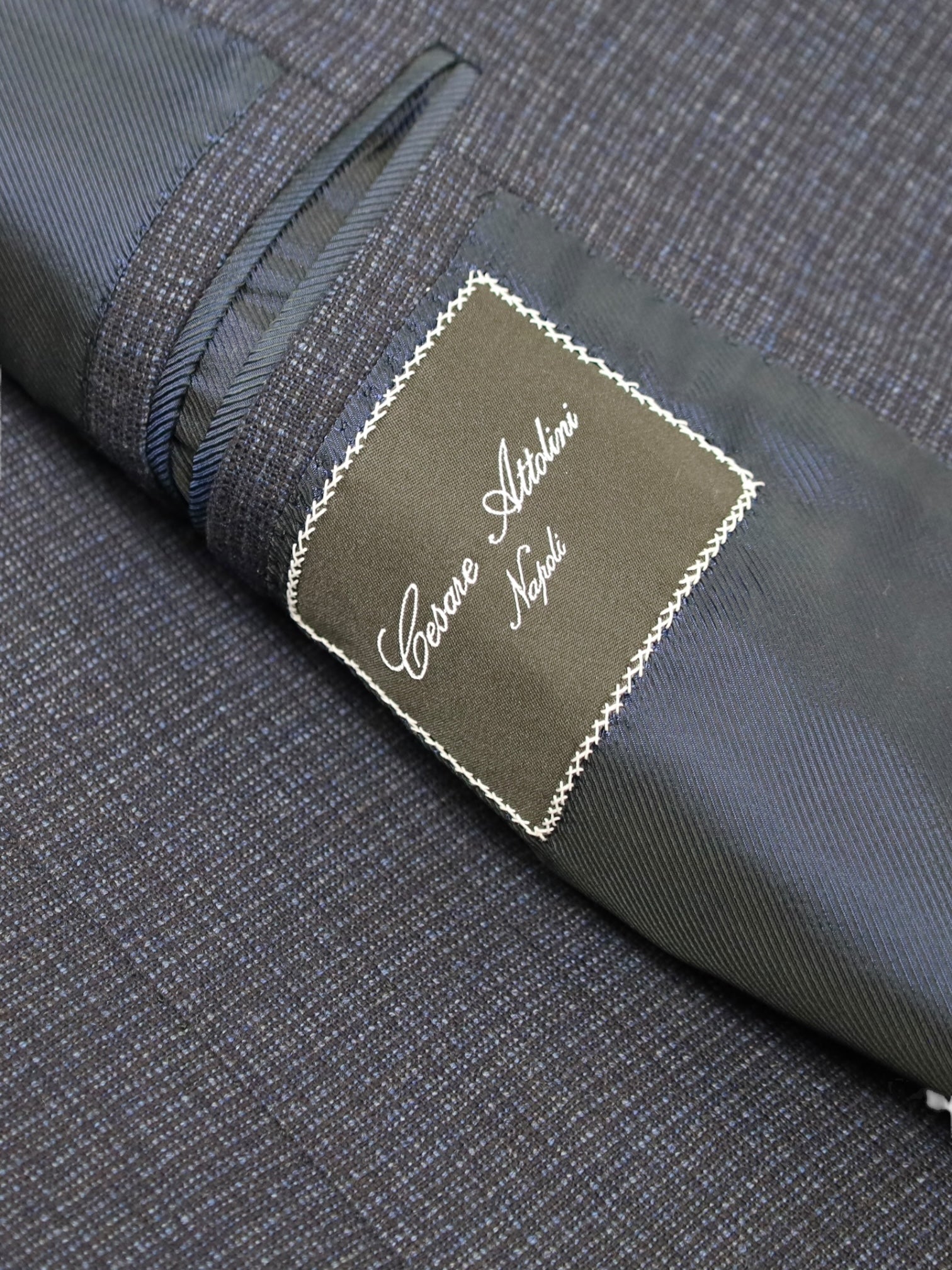 Cesare Attolini Blue Wool & Cashmere Micro Pattern Jacket