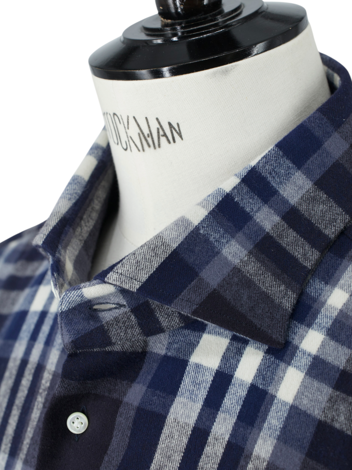 Emanuele Maffeis Dark Blue & Ecru Cotton Flannel Madras Shirt