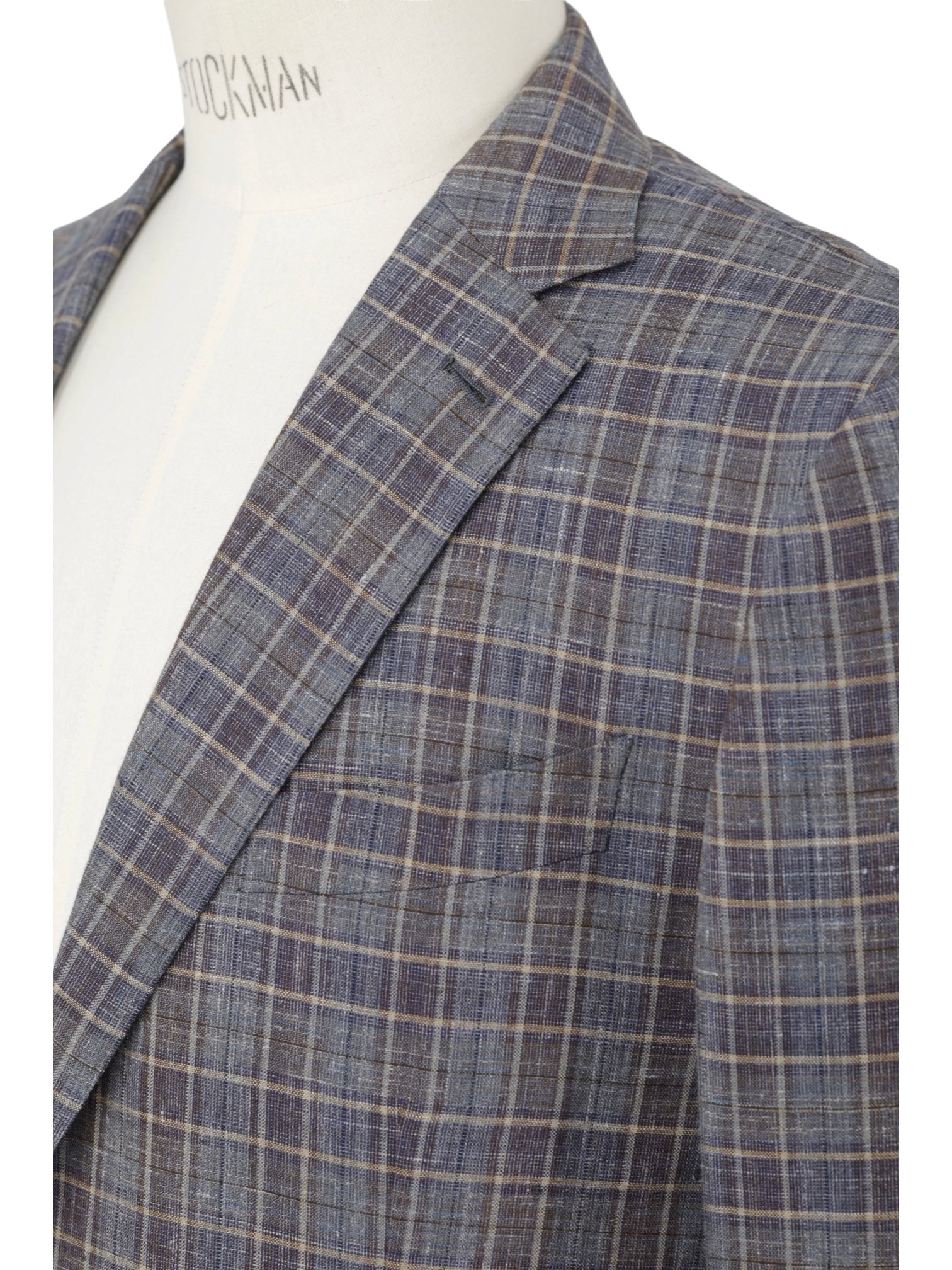 Ermenegildo Zegna Taupe & Wine Red Wool, Silk & Linen Checkered Jacket
