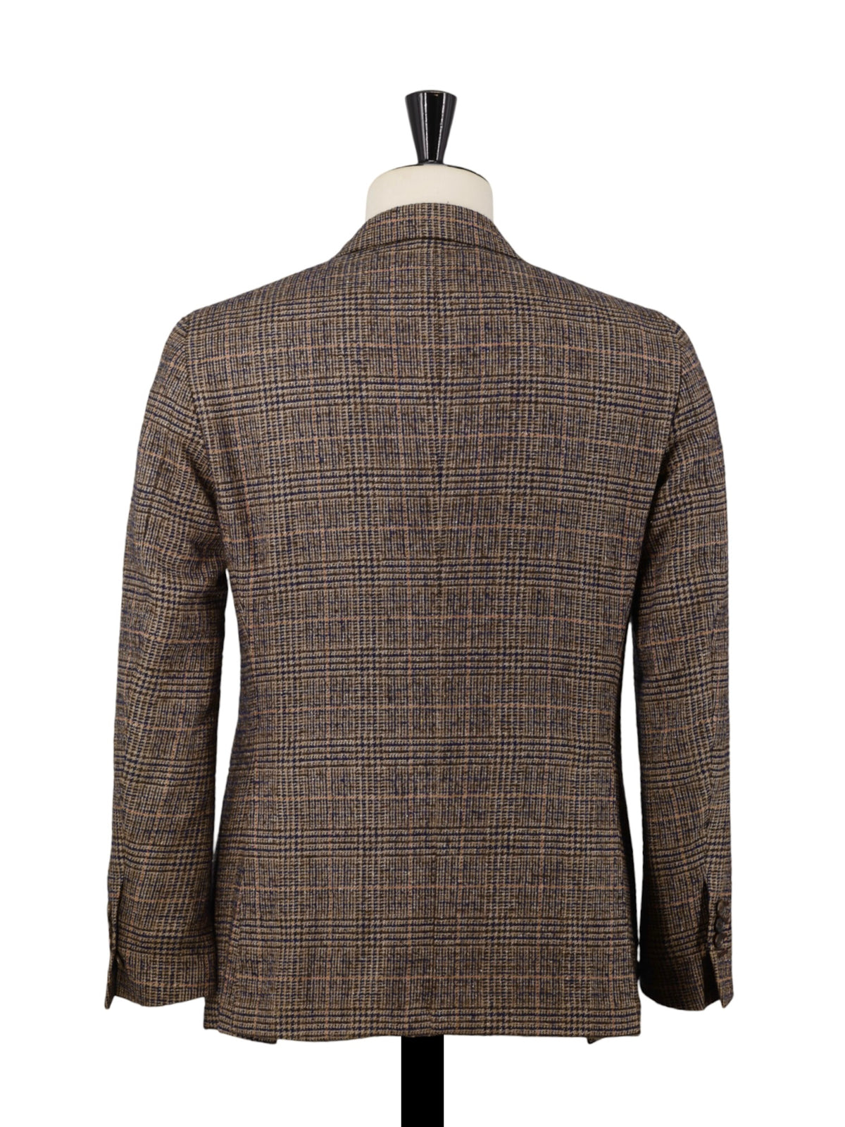 Caruso Light Brown & Orange Wool, Silk, Stretch & Cashmere Glencheck Jacket