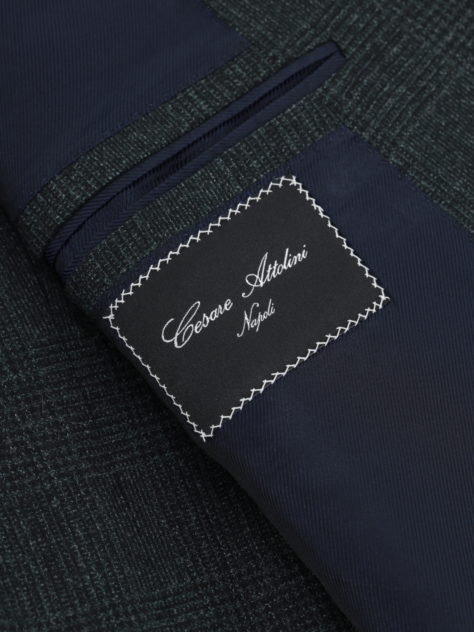 Cesare Attolini Forest Green Wool Double-Breasted Prince of Wales Jacket