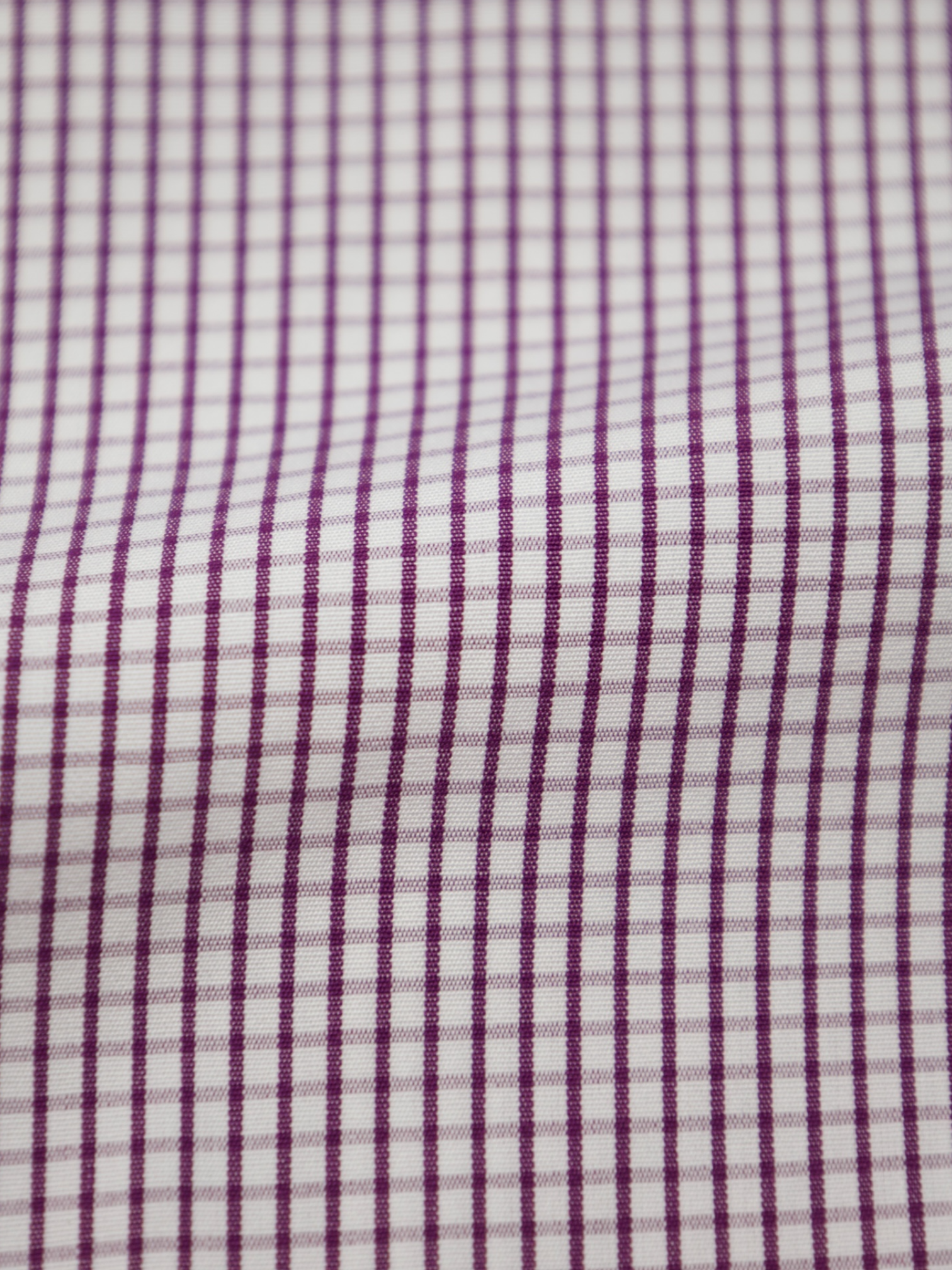 Brioni White & Aubergine Cotton Gingham Check Shirt