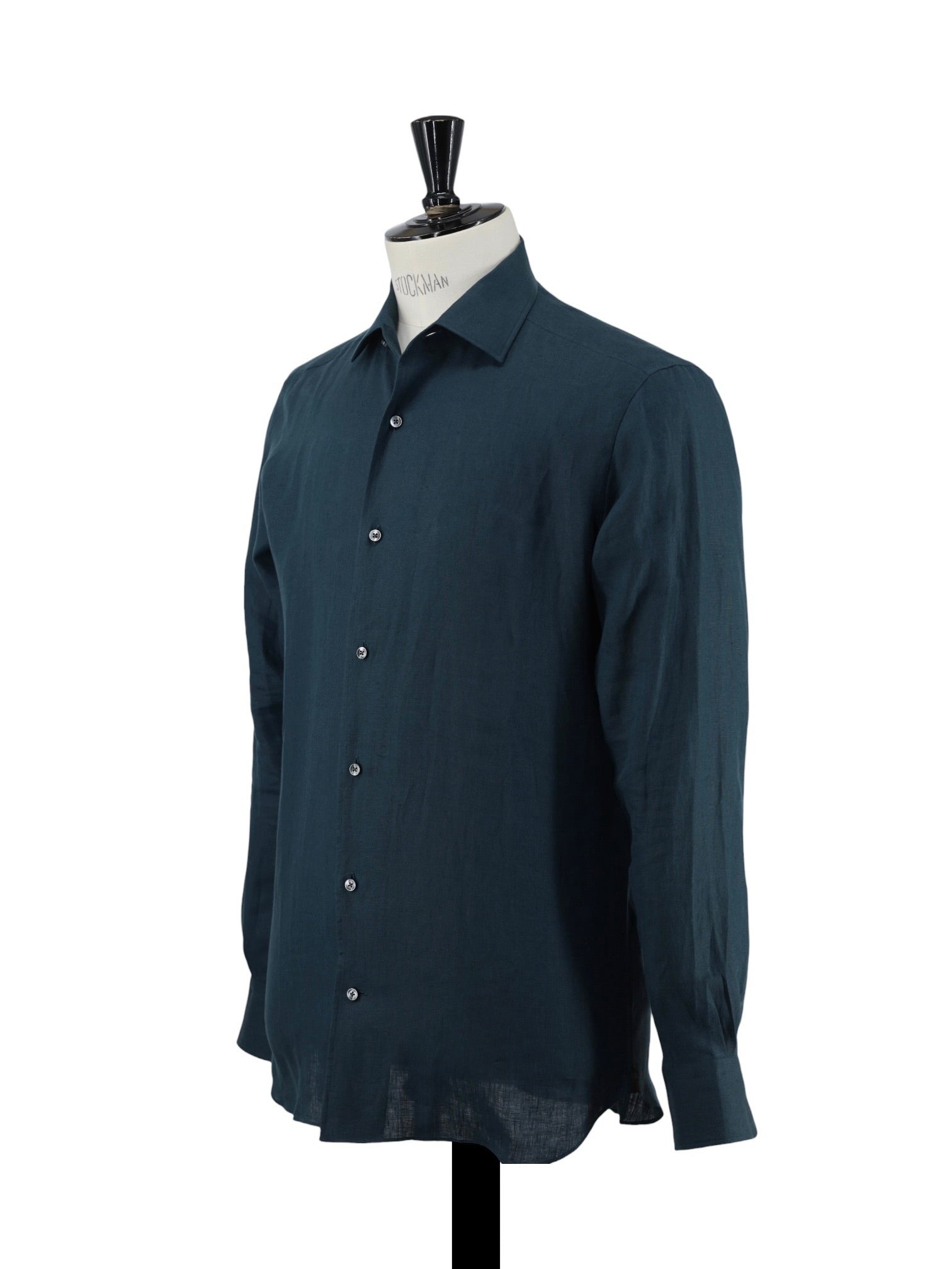 Ermenegildo Zegna Dark Teal Oasi-Linen Regular-Fit Shirt