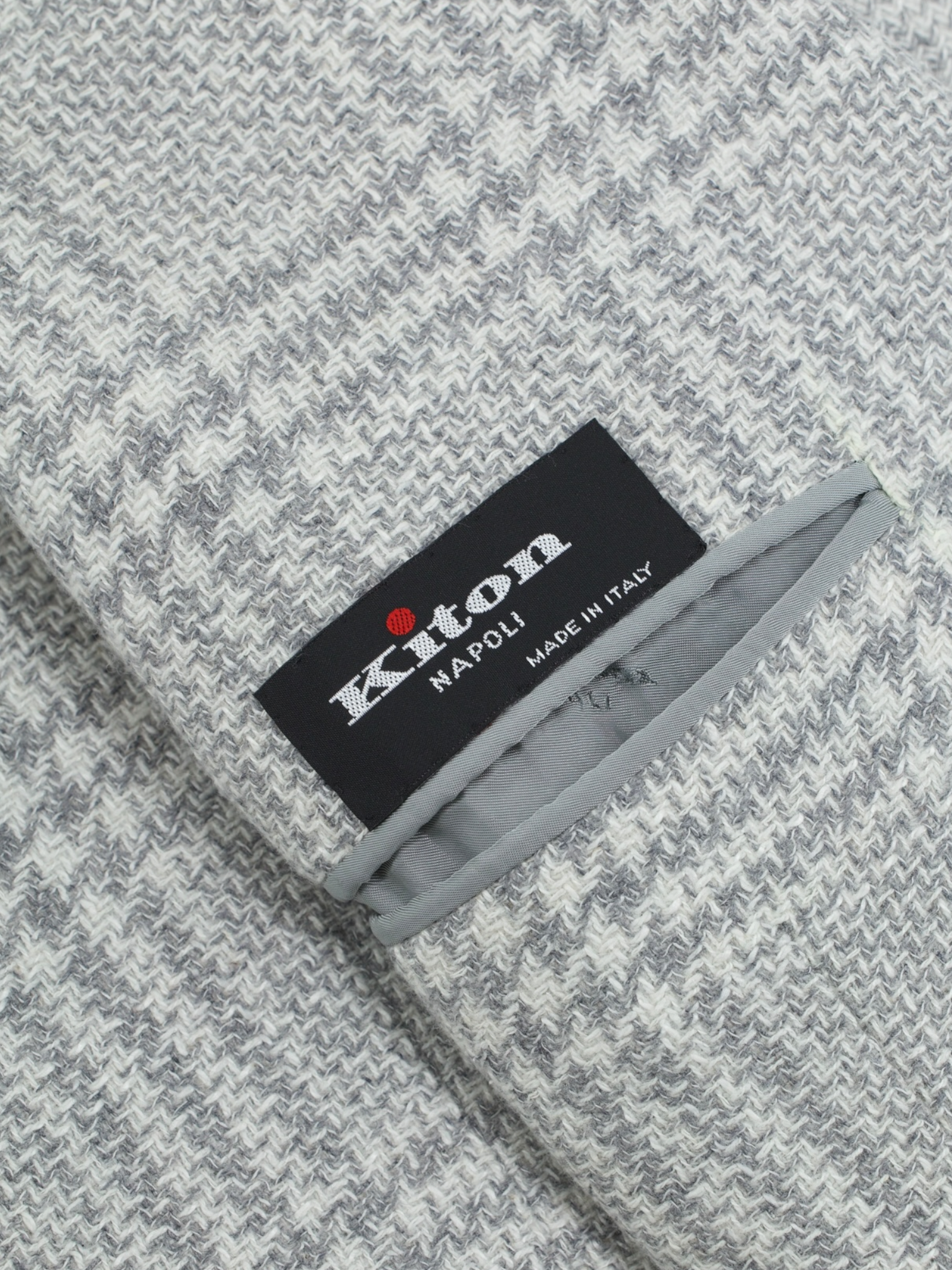 Kiton Grey Wool, Silk, Nylon & Cotton Prince of Wales Jacket