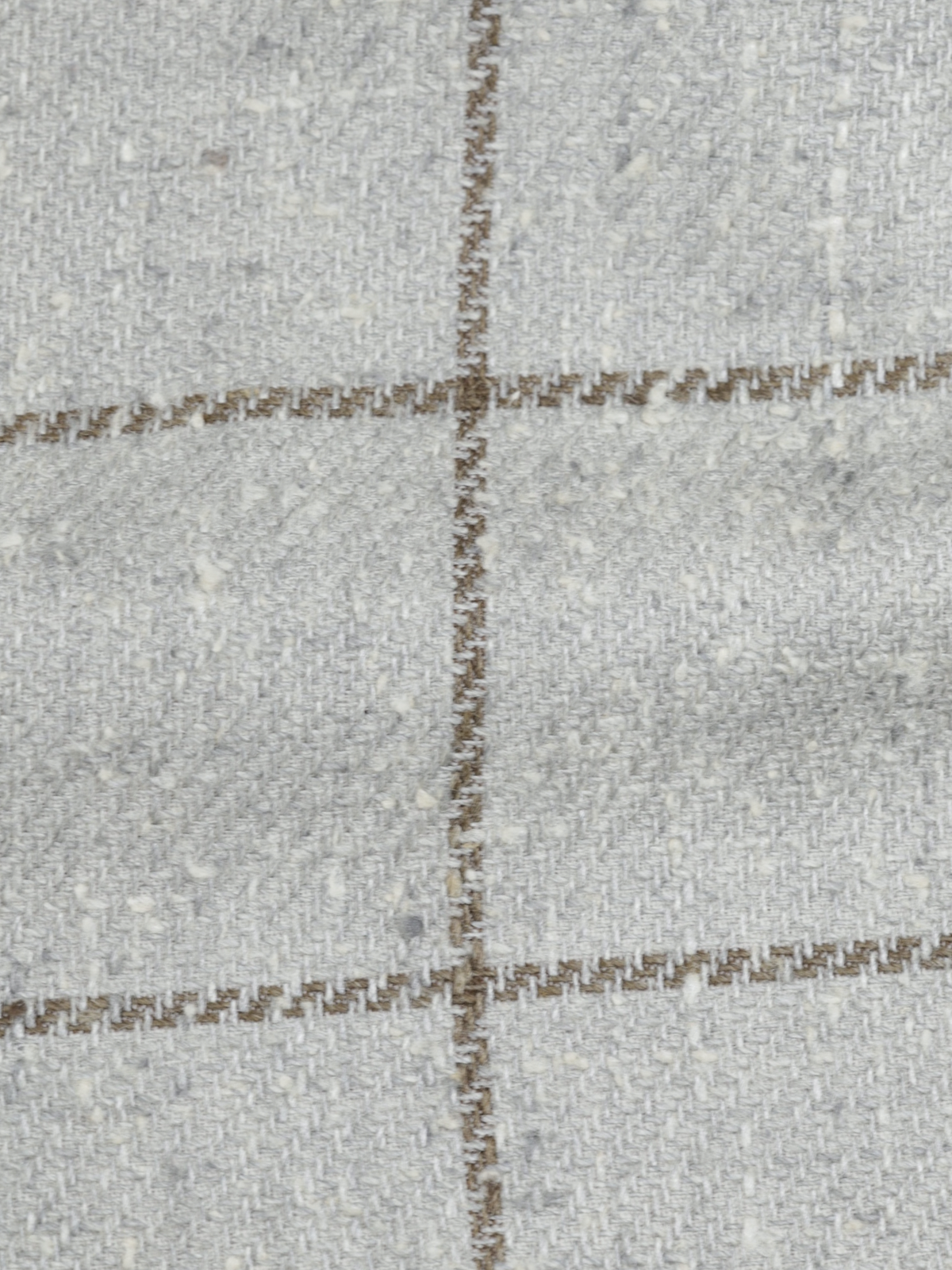 Kiton Taupe & Lichtbruin Zijde & Fleece-Wol Windowpane Jasje