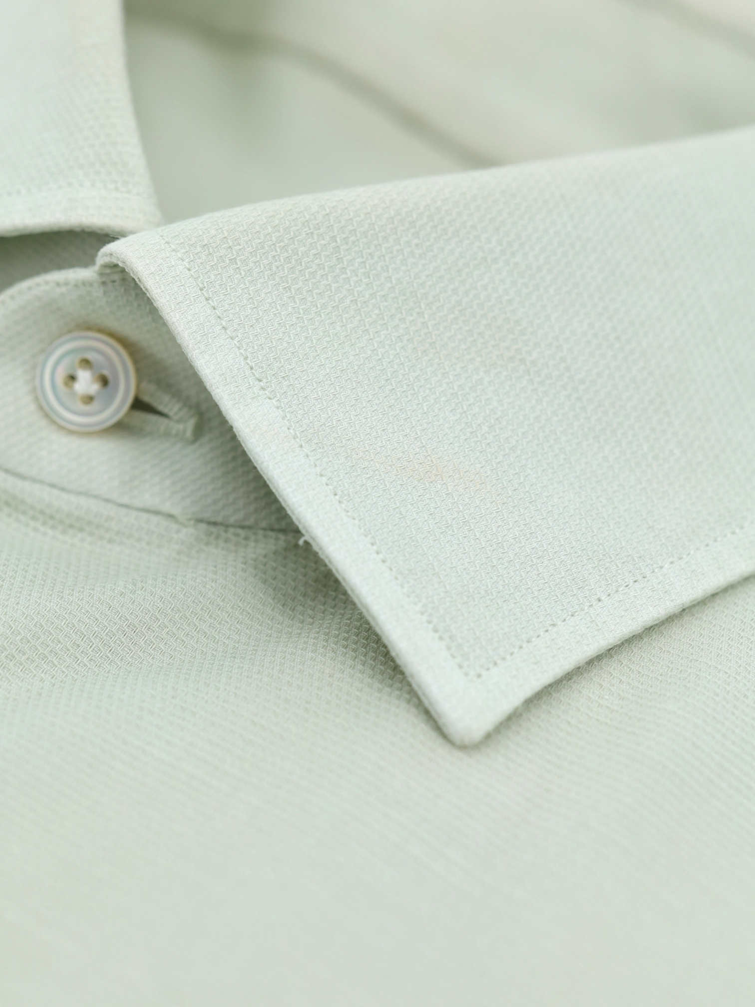 Finamore Pistache Cotton Micro-Pattern Shirt