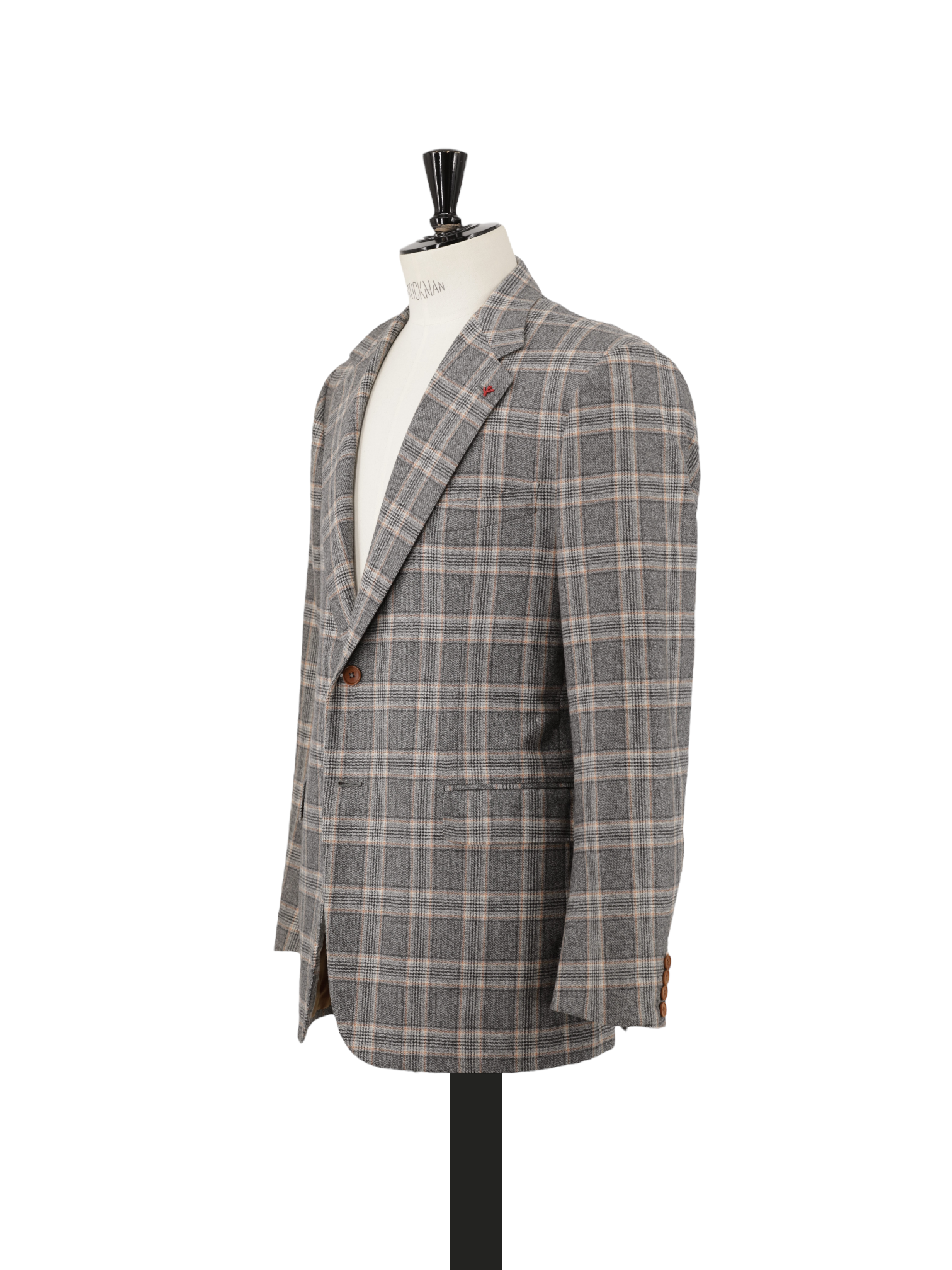 Isaia Grey & Light Brown Wool Prince of Wales Jacket