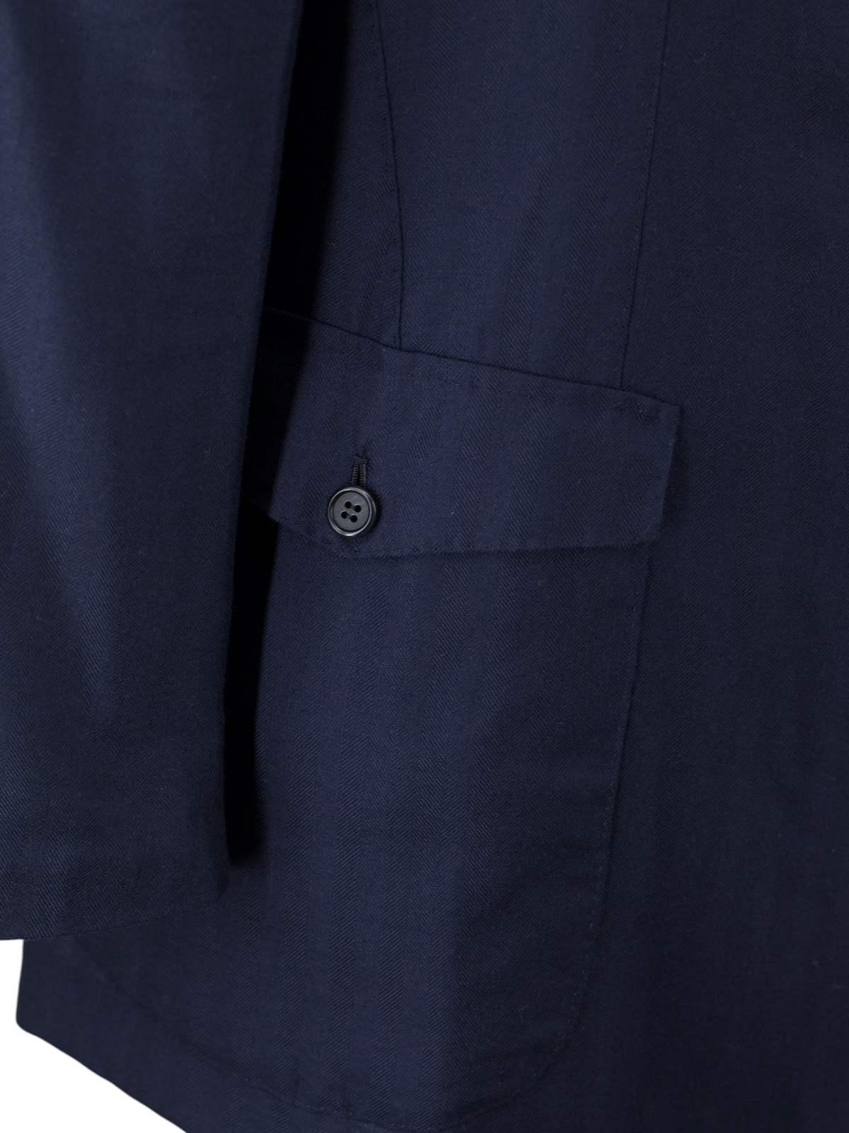 Orazio Luciano Navy Cashmere & Silk Safari-Style Herringbone Jacket