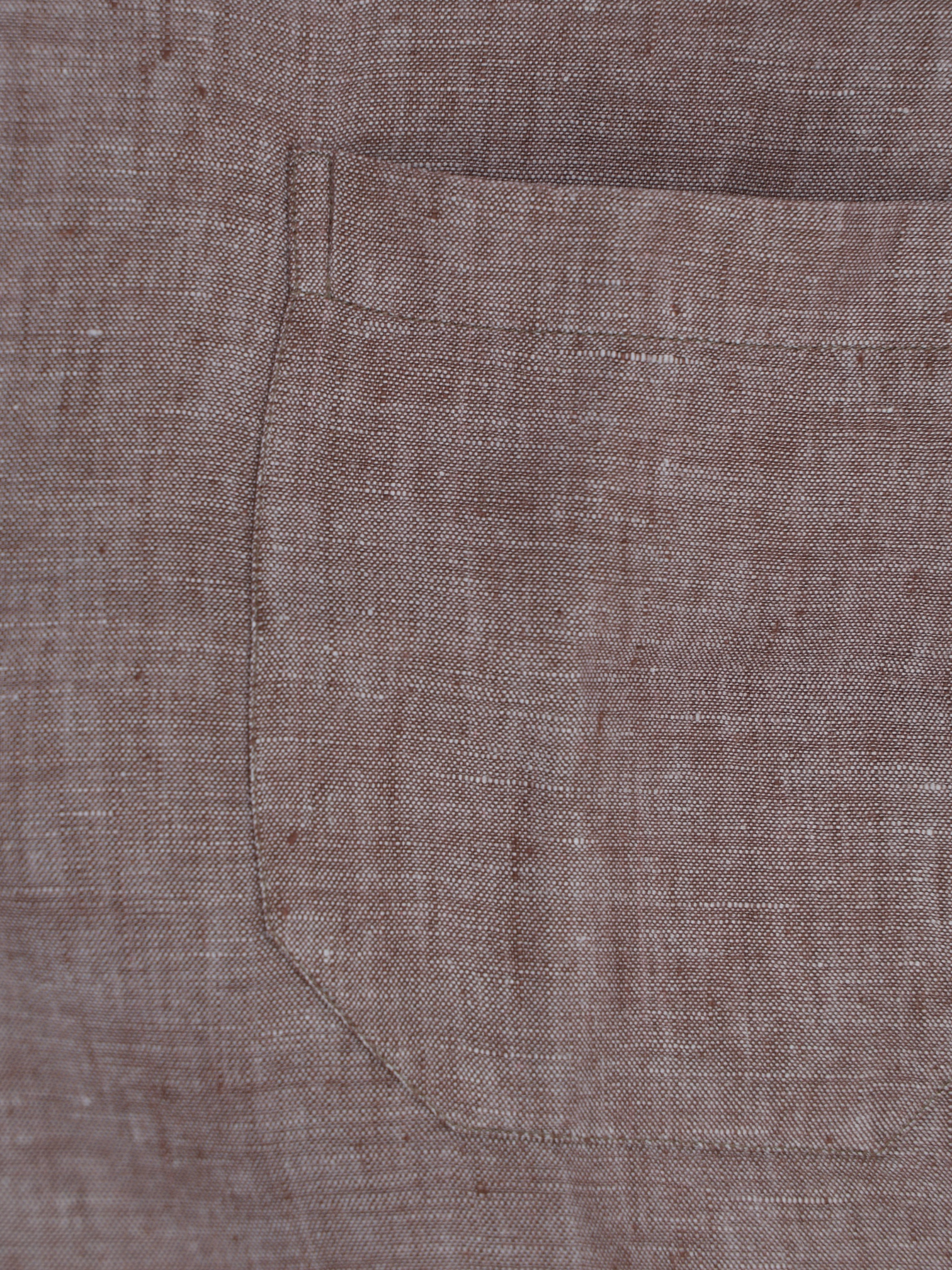 Fralbo Napoli Dusty Brown Pure Linen Button-Down Summer Shirt