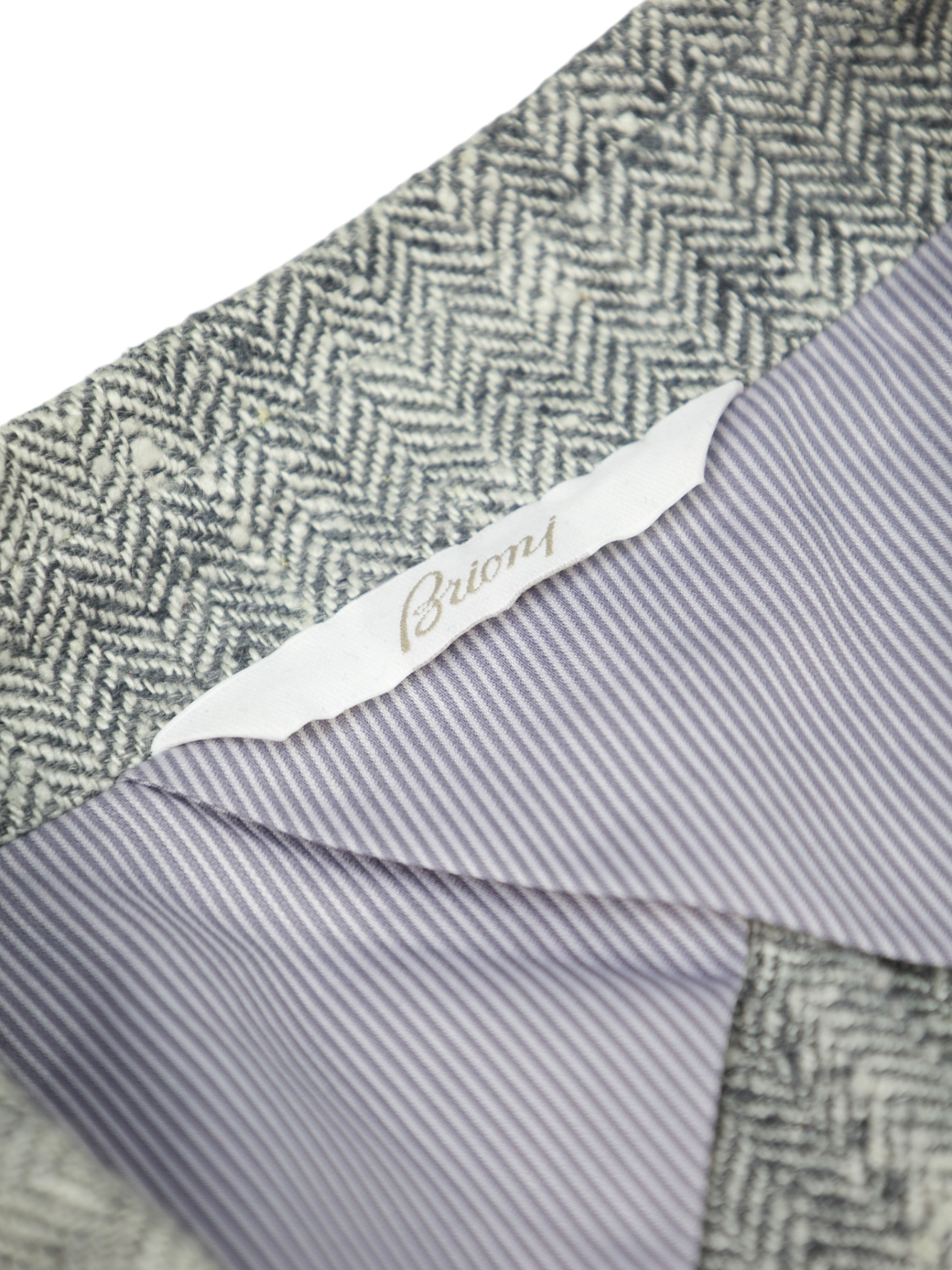 Brioni Light Grey Silk & Linen Donegal Tweed Herringbone Jacket