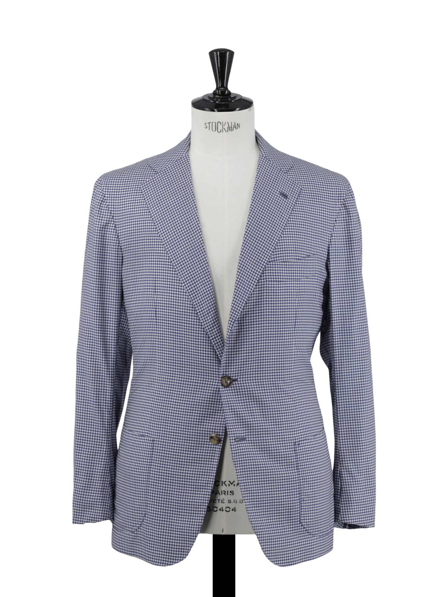 Orazio Luciano Blue & White Lightweight-Wool Gingham-Check Jacket