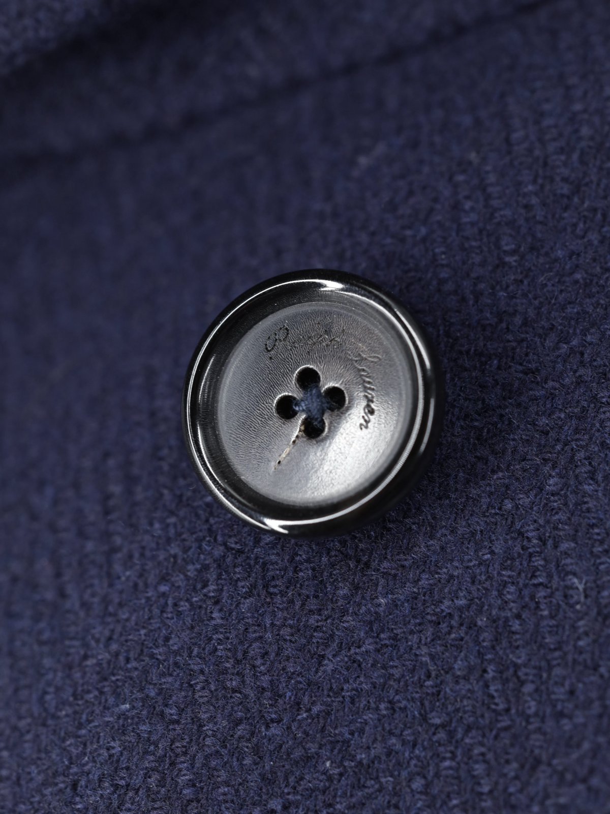 Ralph Lauren Purple Label Navy Wool Herringbone Italian-Made Peacoat