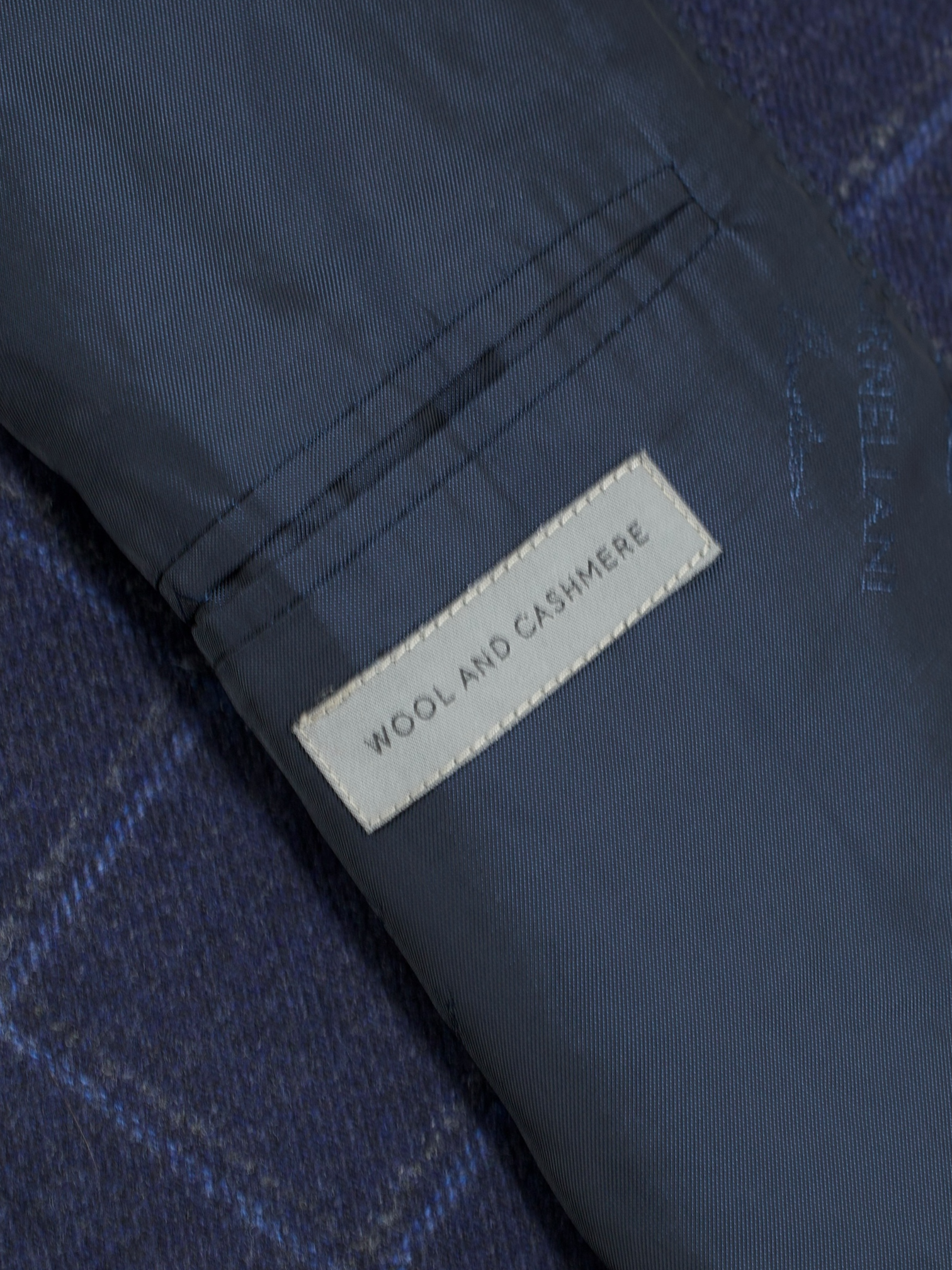 Corneliani Dark Blue Brushed Wool & Cashmere Windowpane Jacket