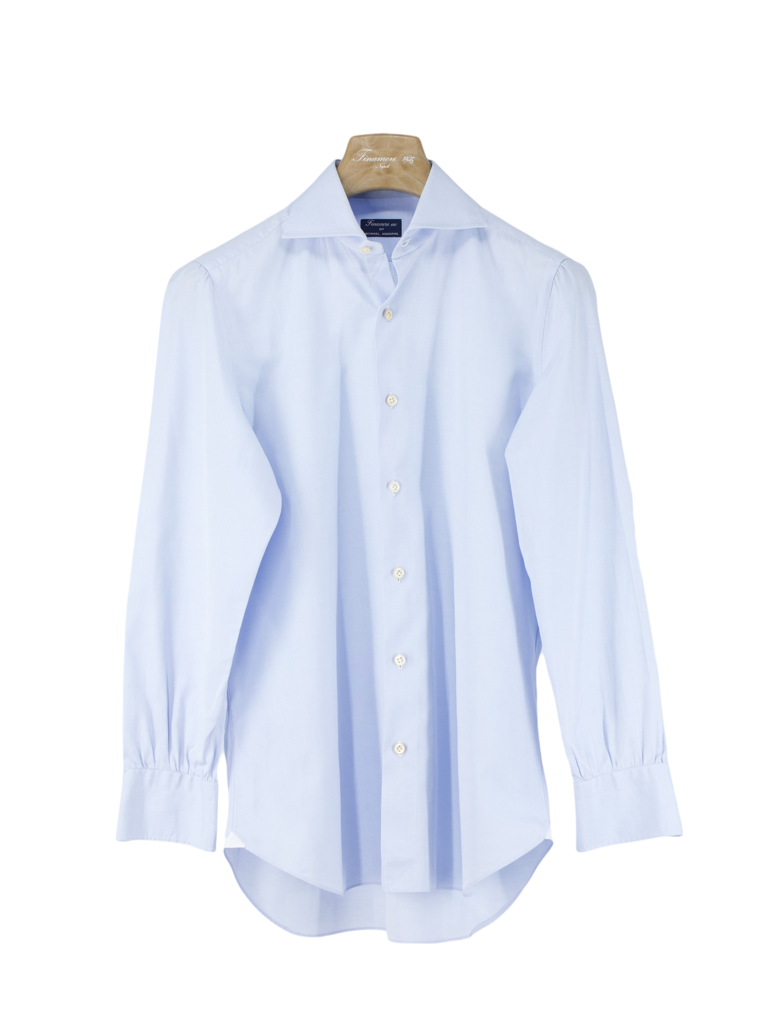 Finamore Light Blue Cotton "Collo Eduardo" Dress Shirt