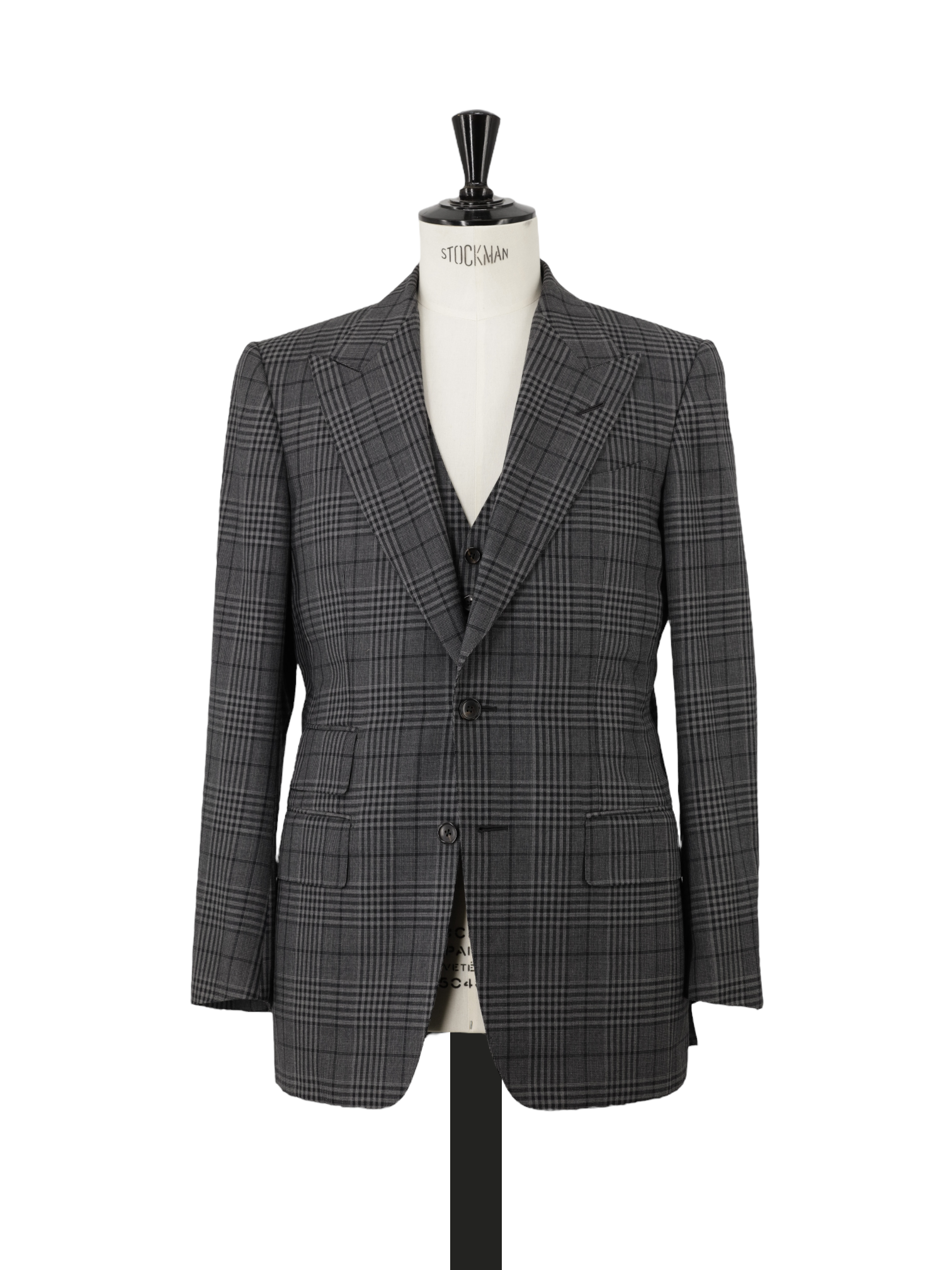 Tom Ford Grey 3-Piece Wool Checkered Windsor Suit