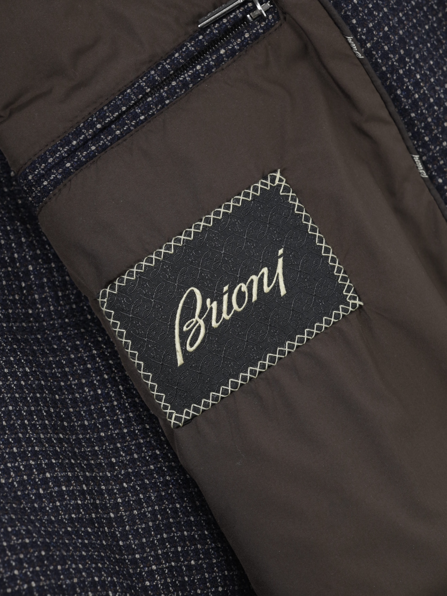 Brioni Dark Blue Wool Rain-System® Micro-Pattern Padded Jacket