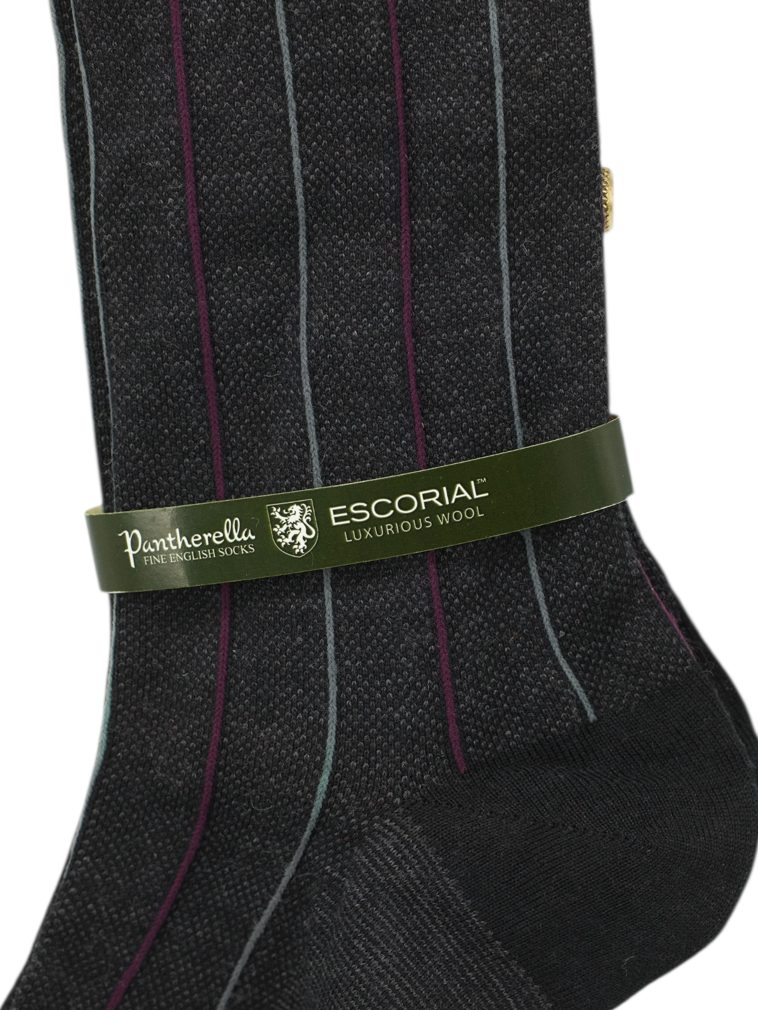 Pantherella Grey Escorial Wool & Stretch Multicolor Stripe Sock - New with Tag