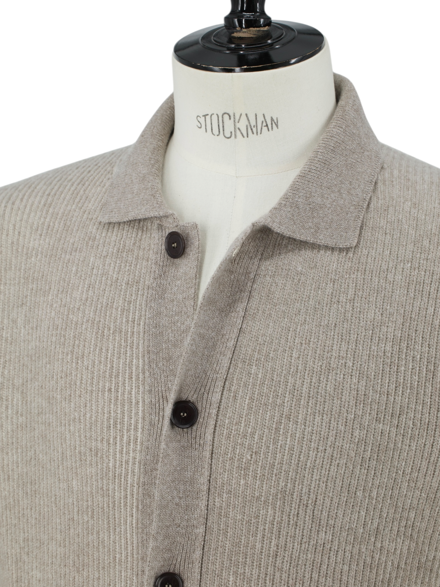 Luciano Barbera Taupe Wool & Cashmere Rib-Knitted Straight-Fit Sweater