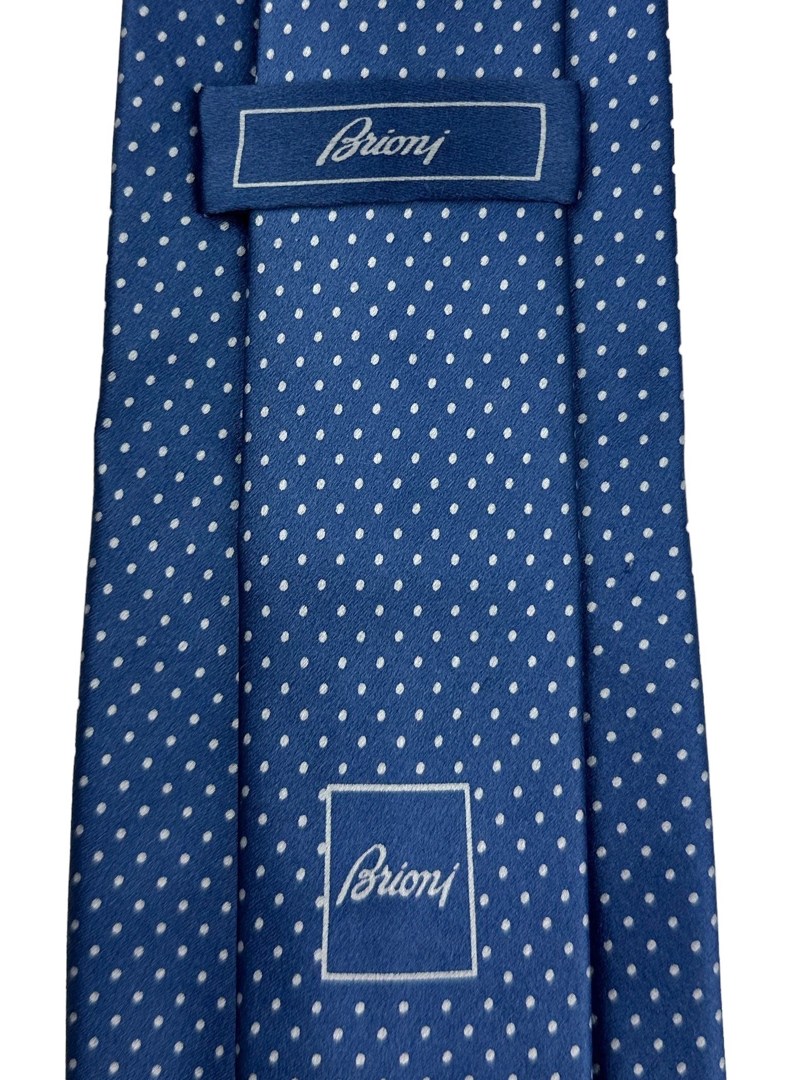 Brioni Blue Polka Dot Silk Tie