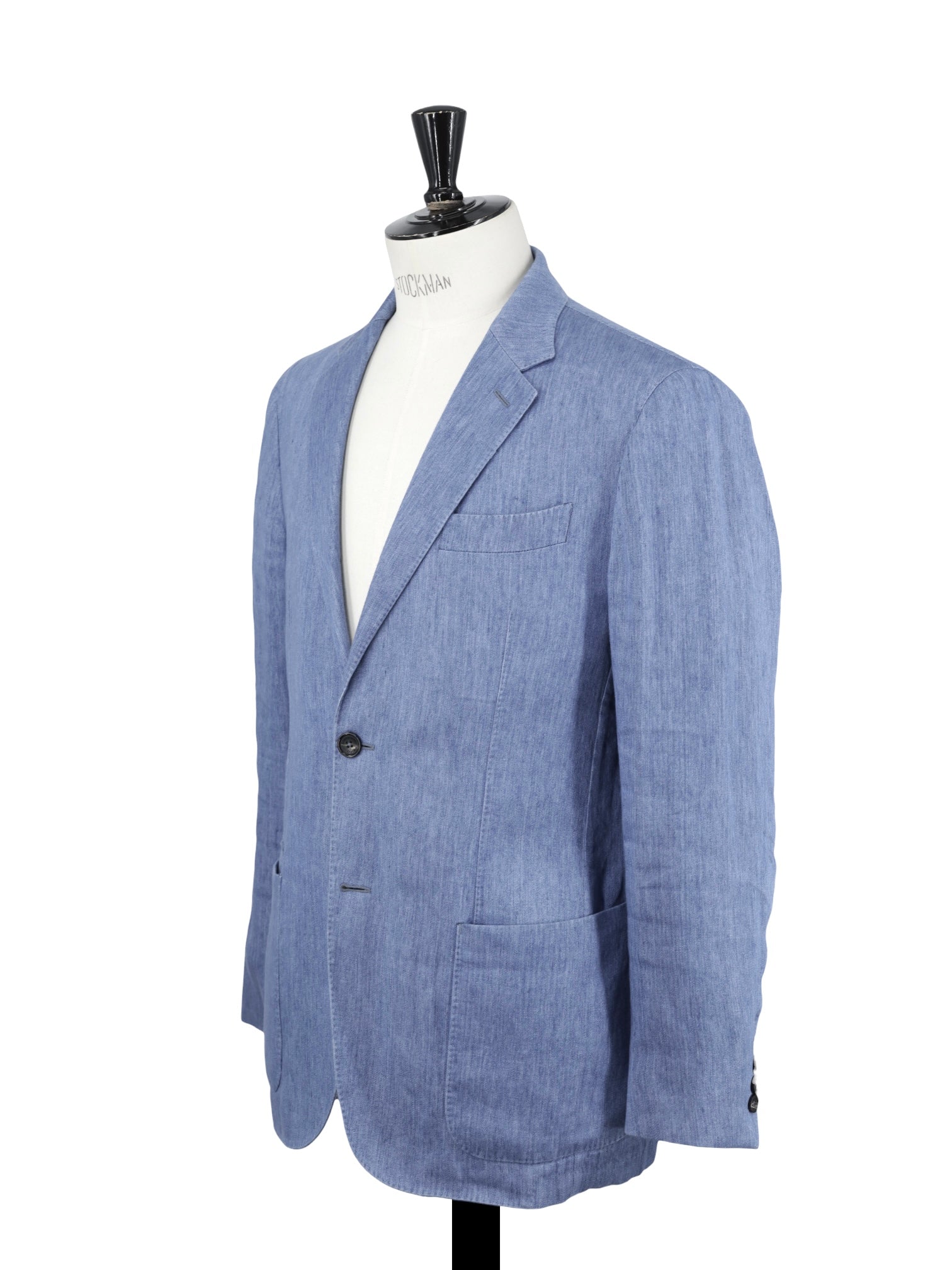 Ermenegildo Zegna Light Blue Chambray-Linen Denim-Effect Casual Jacket