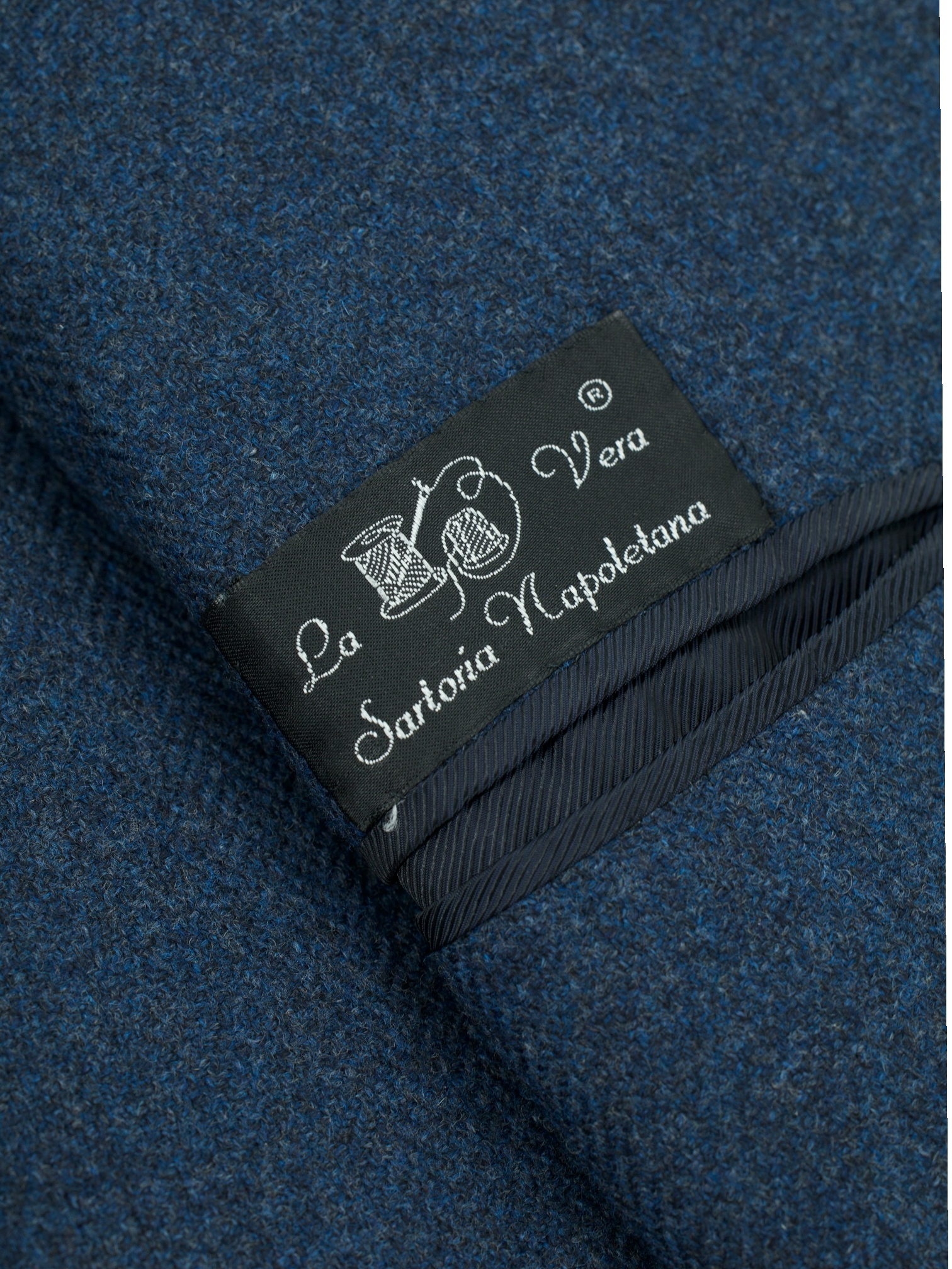 Orazio Luciano Dark Blue Plushy Wool & Cashmere Herringbone Jacket