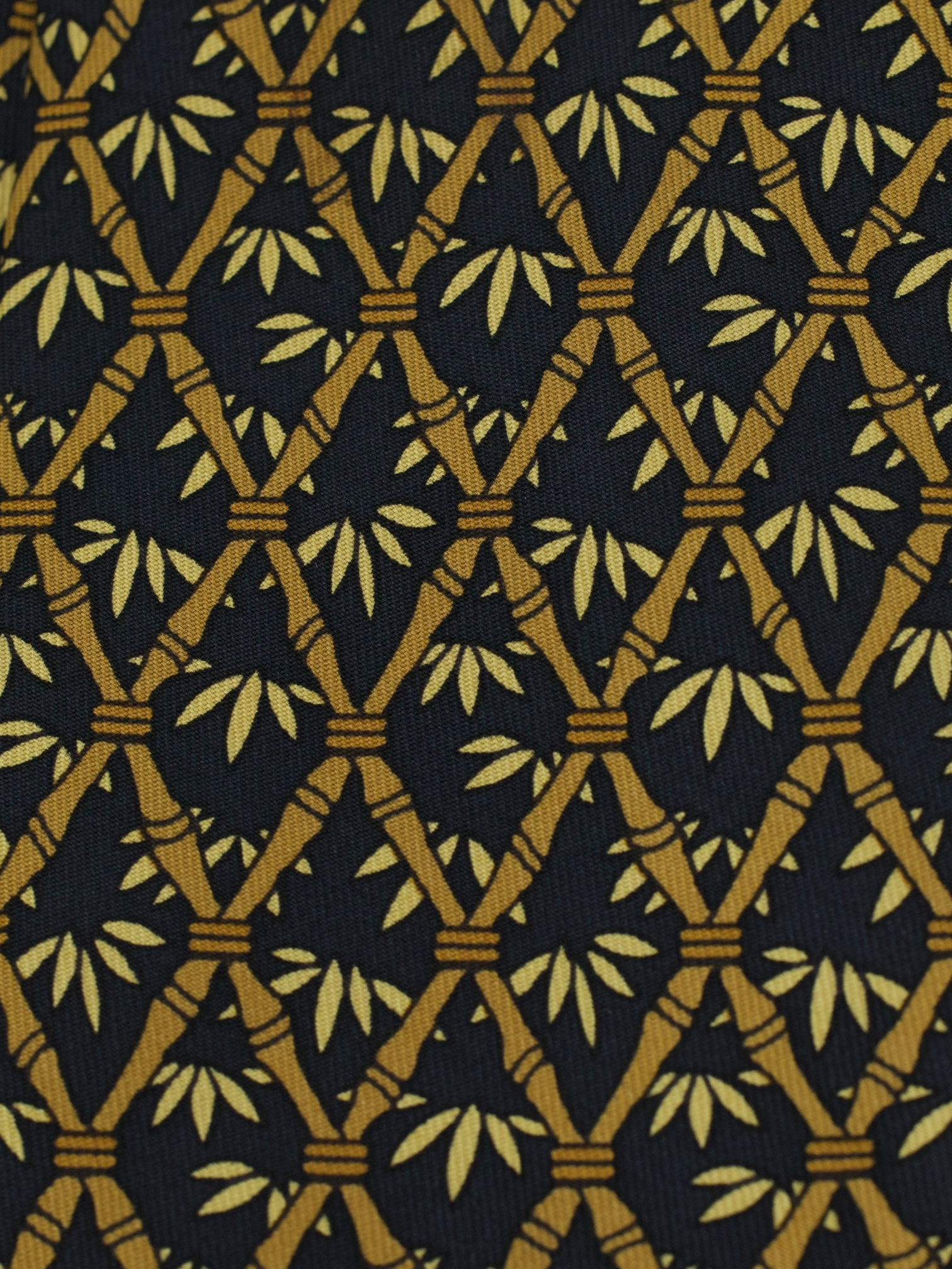 Hermès Black & Beige Silk Bamboo Lattice Tie