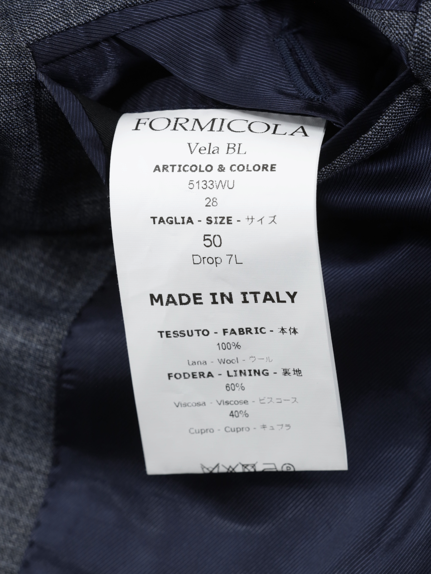 E. Formicola Steel Grey & Blue Fine-Wool Micro-Pattern Suit