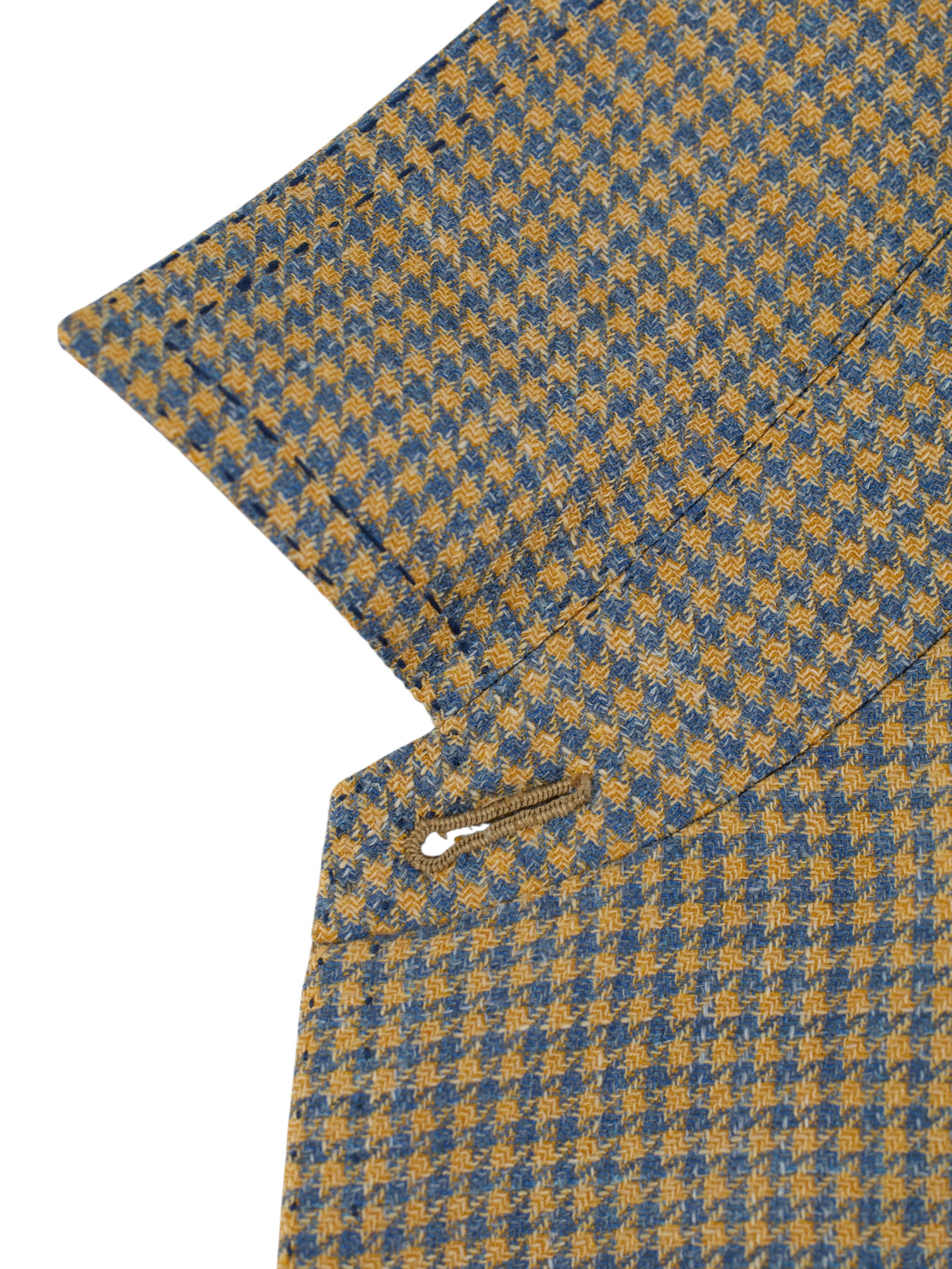 Cesare Attolini Sunset Orange & Chambray Blue Wool, Silk & Linen Pied de Poule Safari-Overshirt