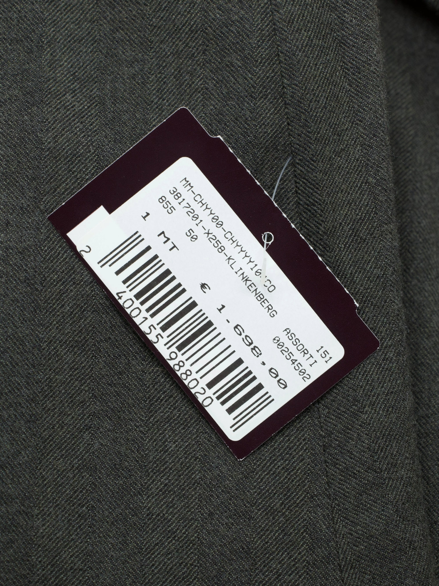 Corneliani Olive Green Wool & Silk Herringbone Jacket