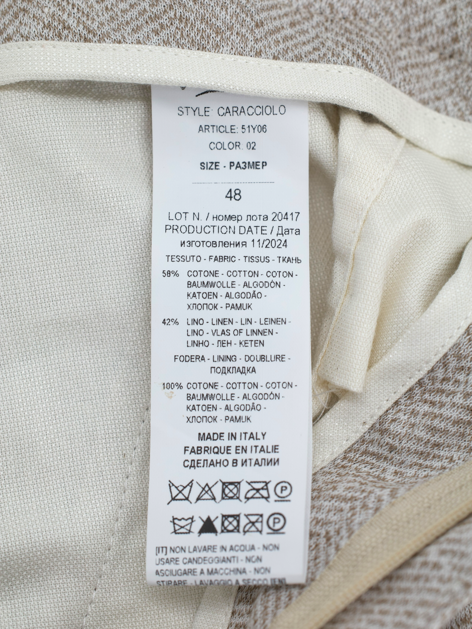 Marco Pescarolo Taupe Cotton & Linen Herringbone Drawstring Trousers