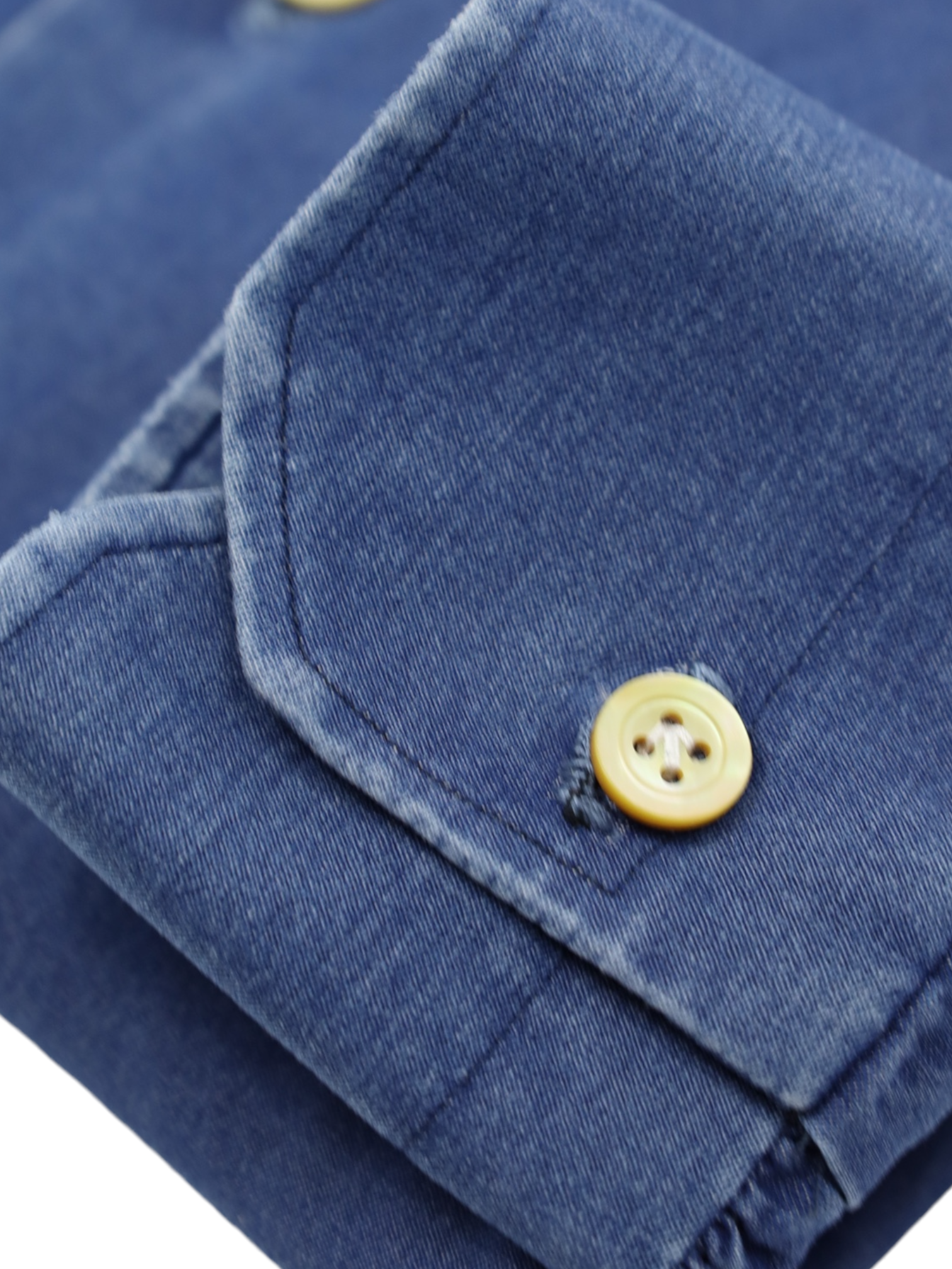 Kiton Denim Blue Chambray Cotton Shirt