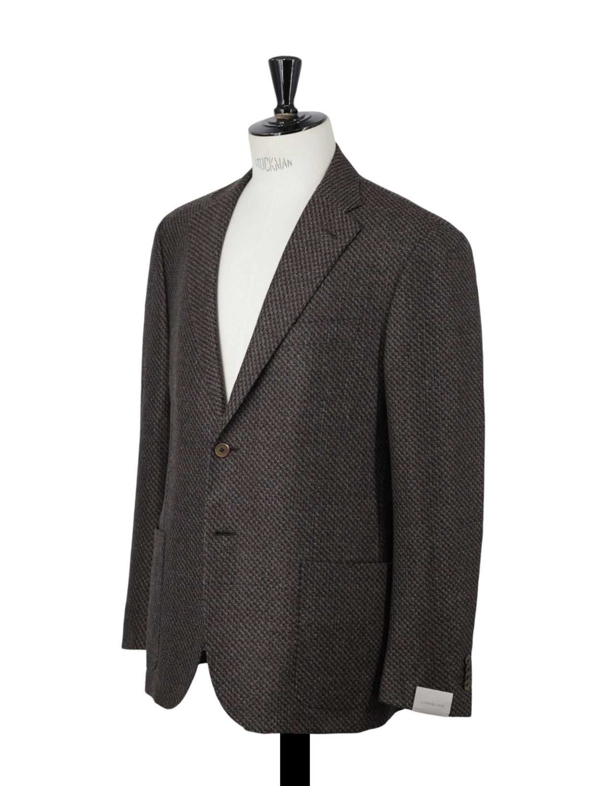 Corneliani Brown Wool & Silk Micro-Pattern Leader-Soft Jacket