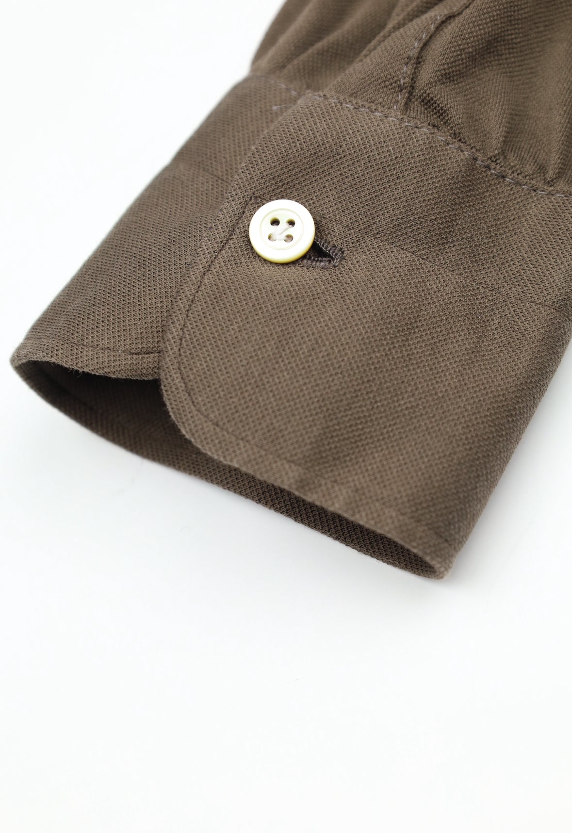 Kiton Brown Piqué Knitted Cotton Shirt