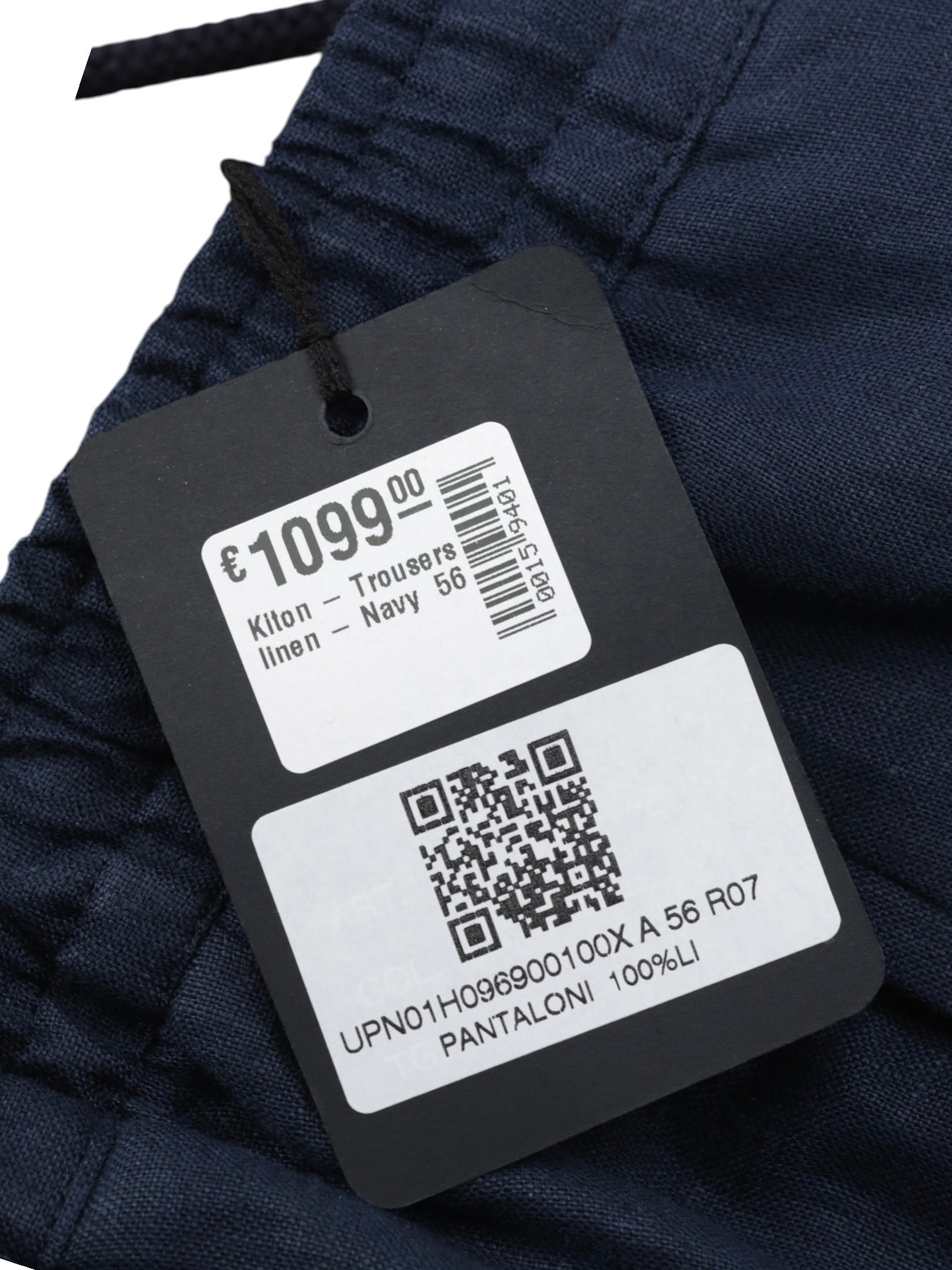 Kiton Navy Linen Drawstring Summer Trousers