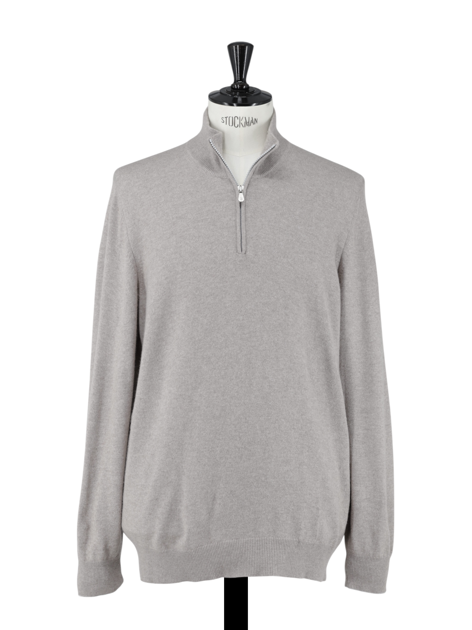 Brunello Cucinelli Light Brown Cashmere Half-Zip Sweater