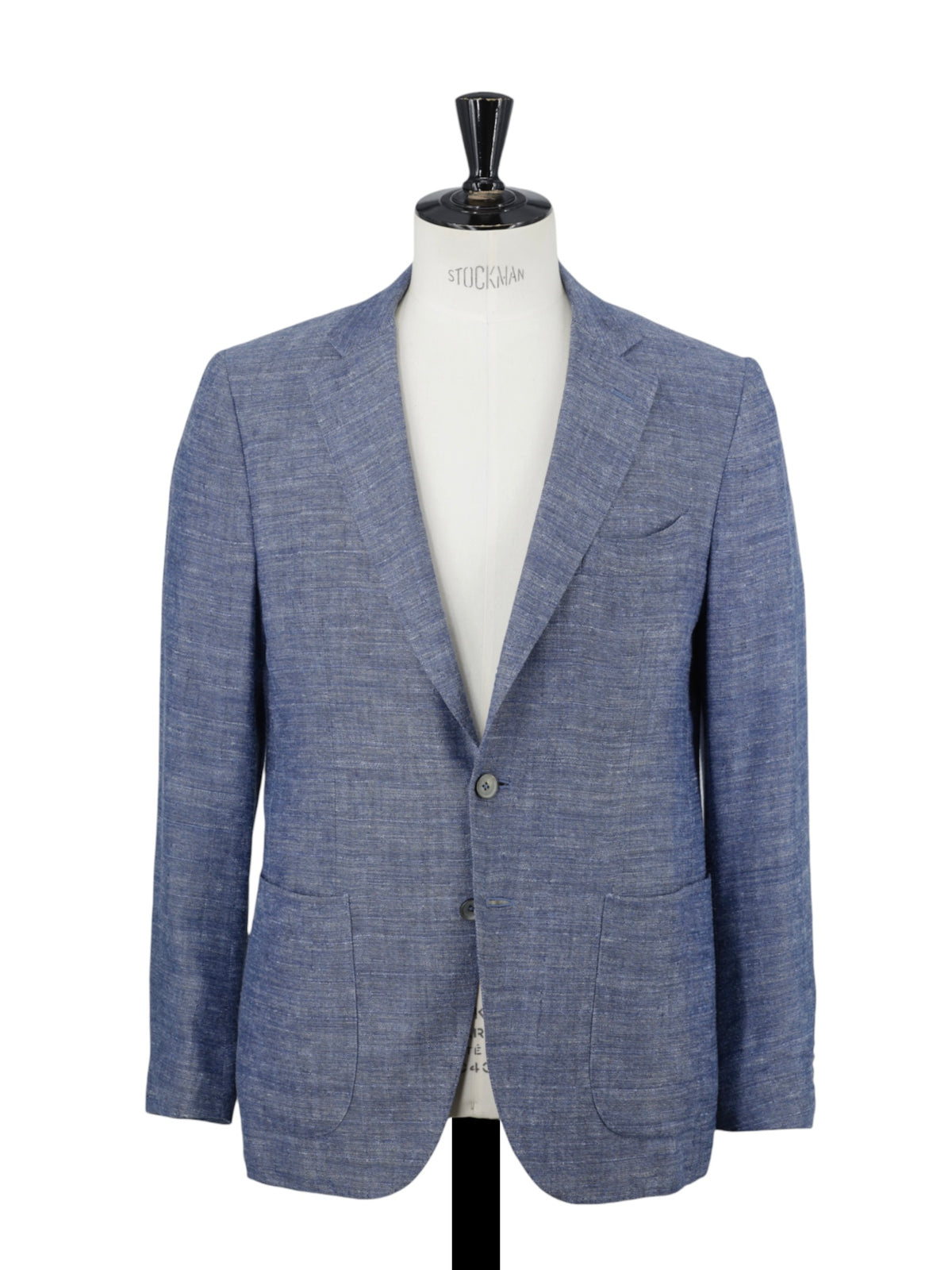 Isaia Light Blue Wool, Silk & Linen Pinpoint Summer Jacket
