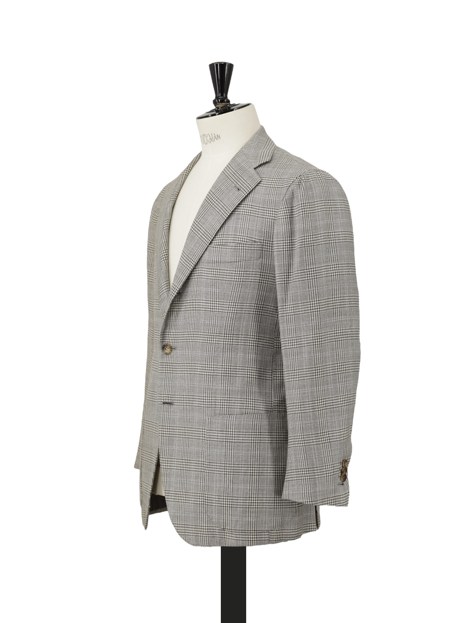 Orazio Luciano Taupe Wool, Cashmere & Silk Prince of Wales Jacket