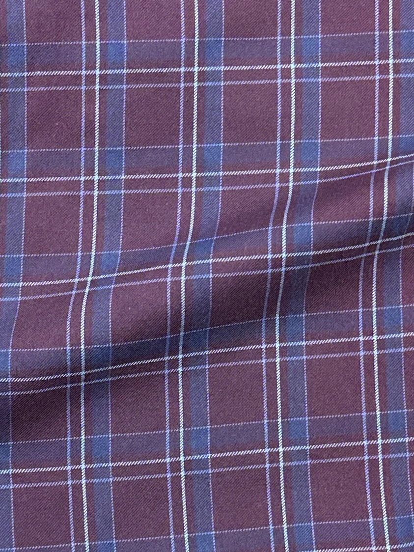 Isaia Aubergine Tartan Shirt