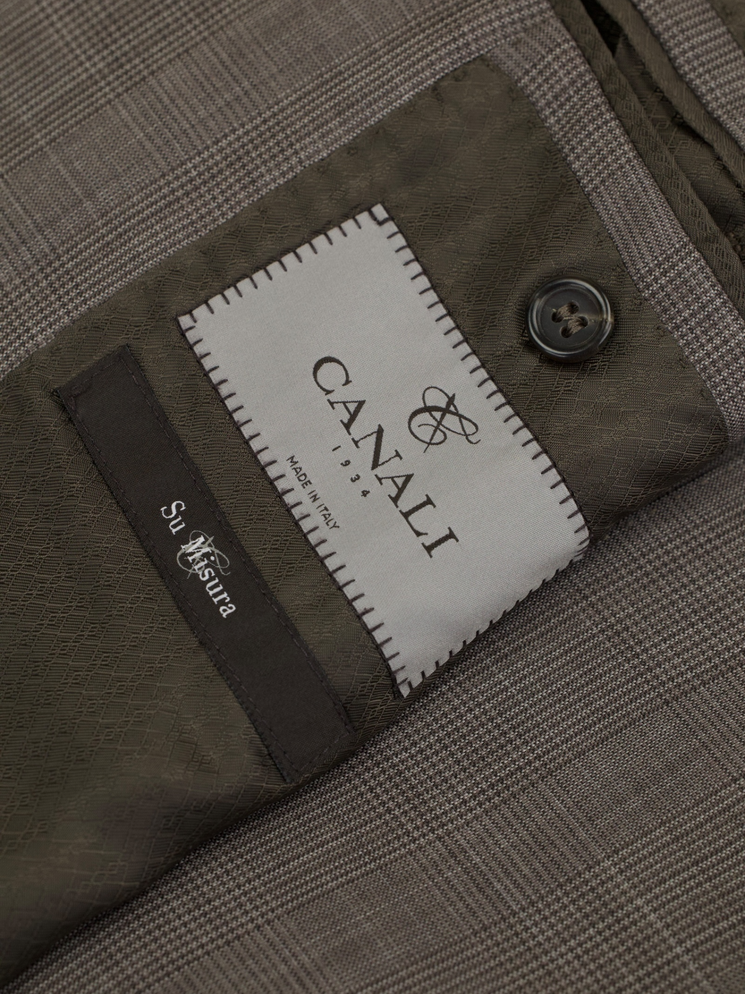Canali Taupe Super 150's Wool & Silk Glenplaid Summer Suit + Extra Trousers