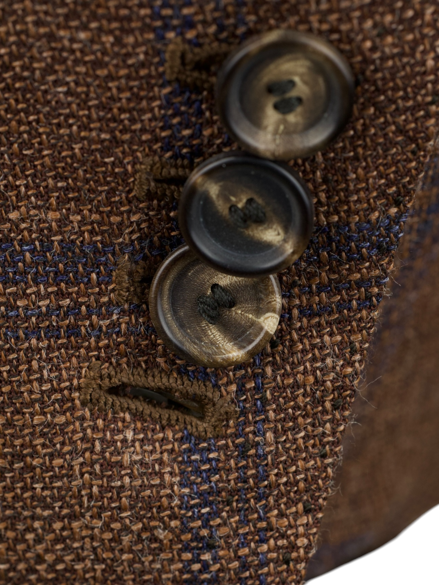 Cesare Attolini Chestnut Brown Wool & Silk Hopsack Windowpane Jacket