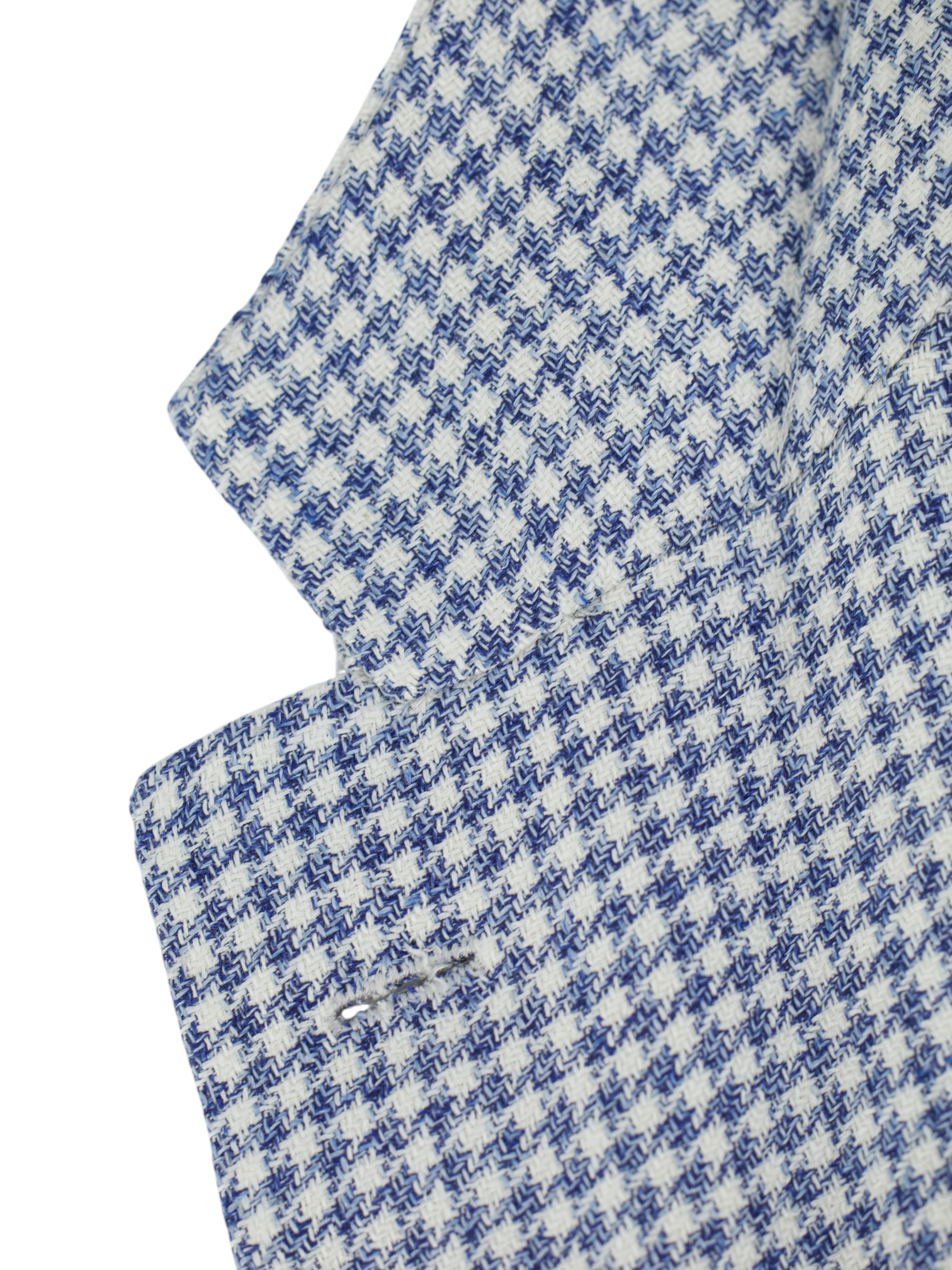 Kiton Chambray Blue Linen, Silk & Cotton Pied de Poule Jacket