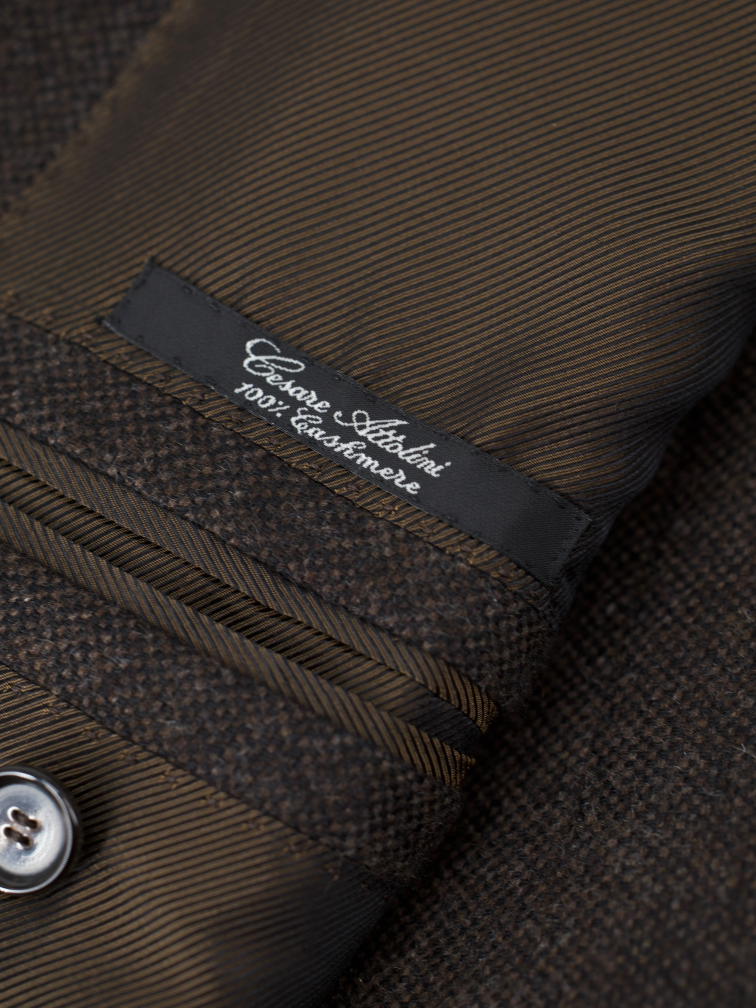 Cesare Attolini Dark Brown Pure Cashmere Micro-Pattern Jacket