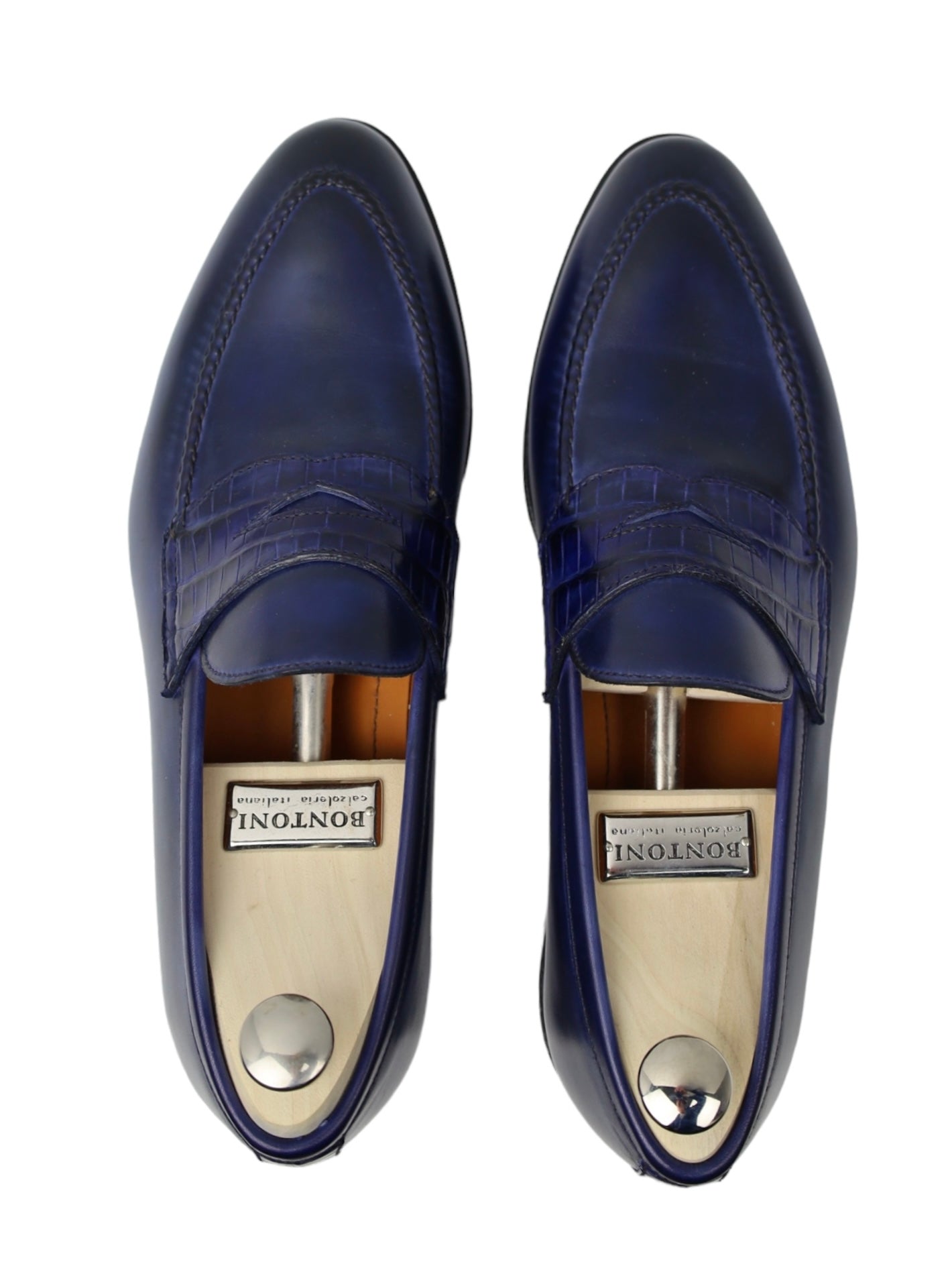 Bontoni Electric Blue Penny Loafer + Crocodile Belt & Details
