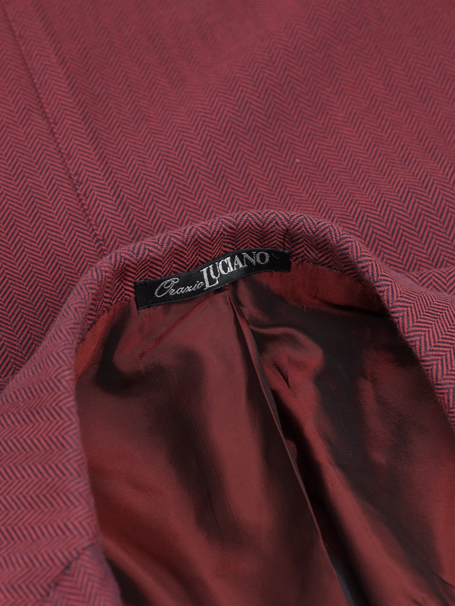 Orazio Luciano Red & Navy Super-Cotton Chevron-Herringbone Jacket