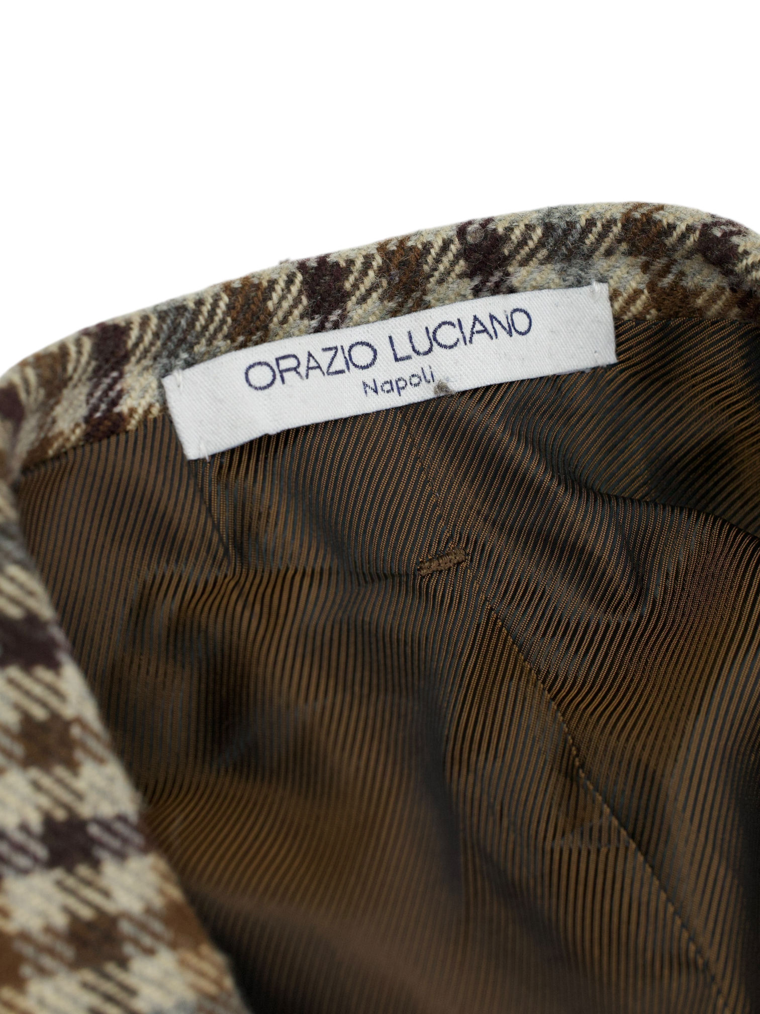 Orazio Luciano Light Brown & Blue Pure Camel Gingham-Check Jacket