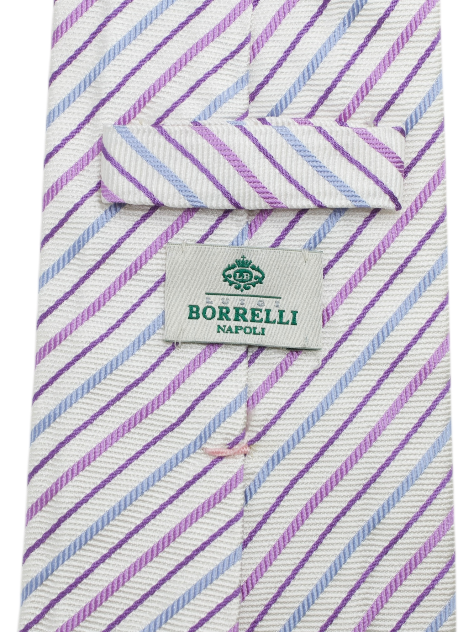 Luigi Borrelli 5-Fold White & Multicolor Jacquard Striped Tie
