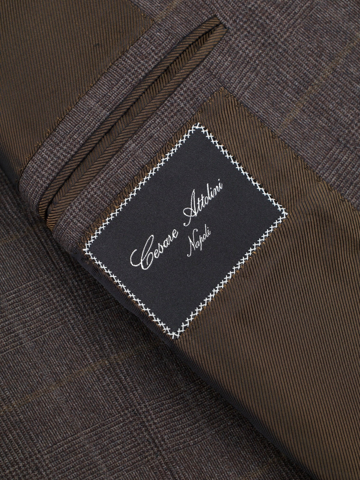 Cesare Attolini Dark Taupe Cashmere & Silk Checkered Winter Suit