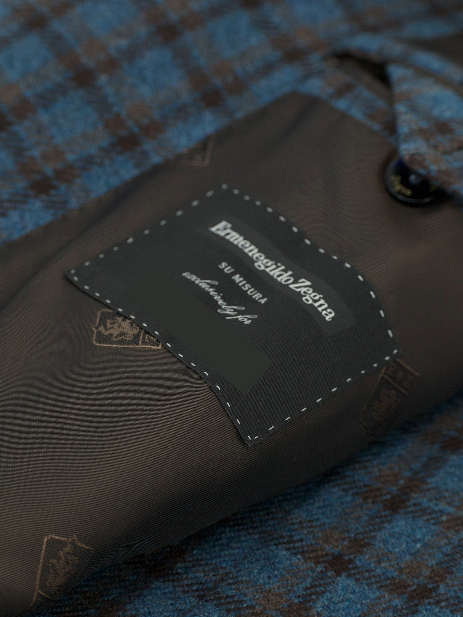 Ermenegildo Zegna Petrol & Brown Pure Cashmere Checkered Jacket