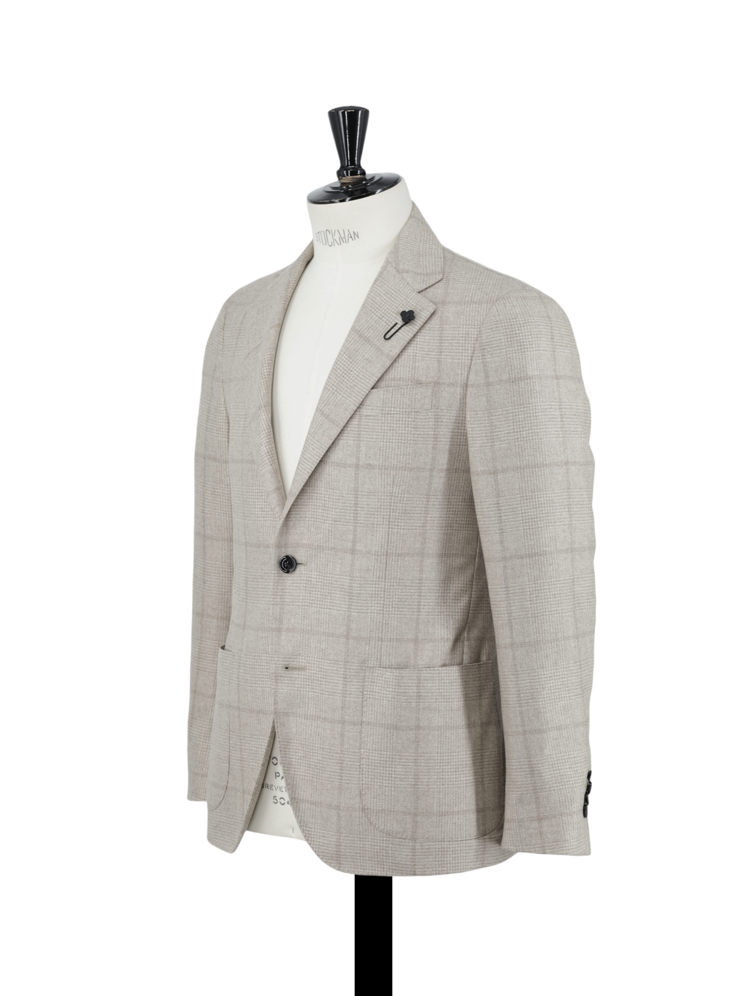 Lardini Taupe Undyed "Cashmere Raw" Prince of Wales Jacket