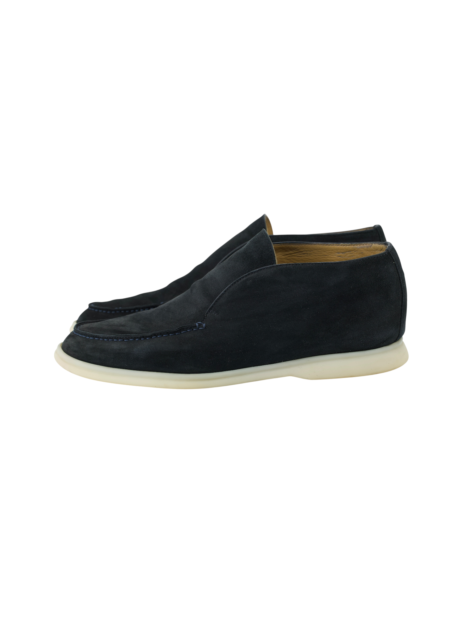 Loro Piana Navy Suede Open Walk Ankle Boots
